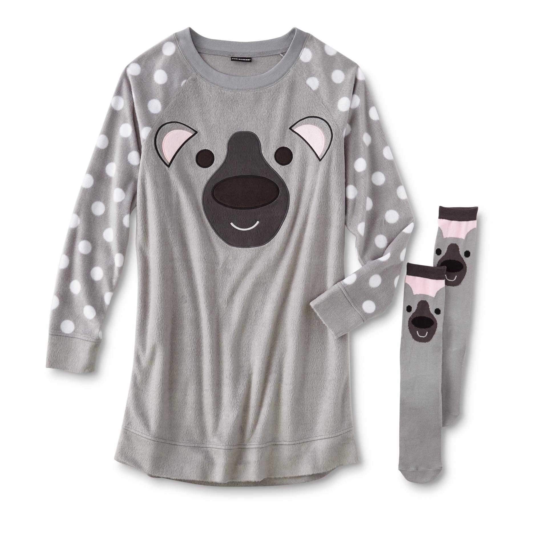 Joe Boxer Junior's Dorm Shirt & Socks - Koala Bear & Striped