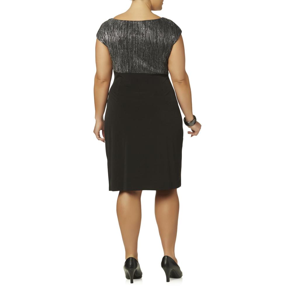 Connected Apparel Women's Plus Sleeveless Sheath Dress - Metallic Striped