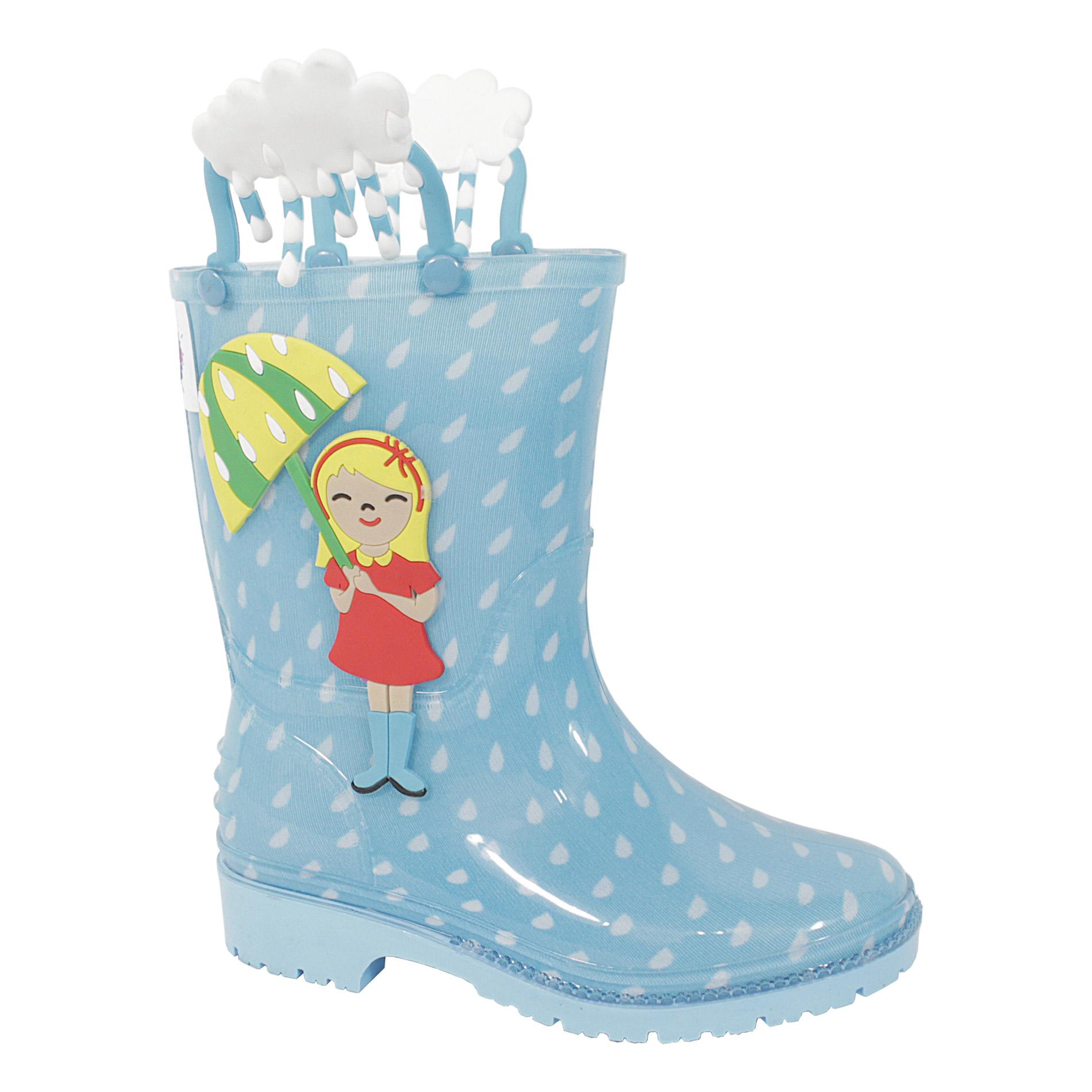 Splash Me Toddler Girls' Penelope Blue/White Rain Boot