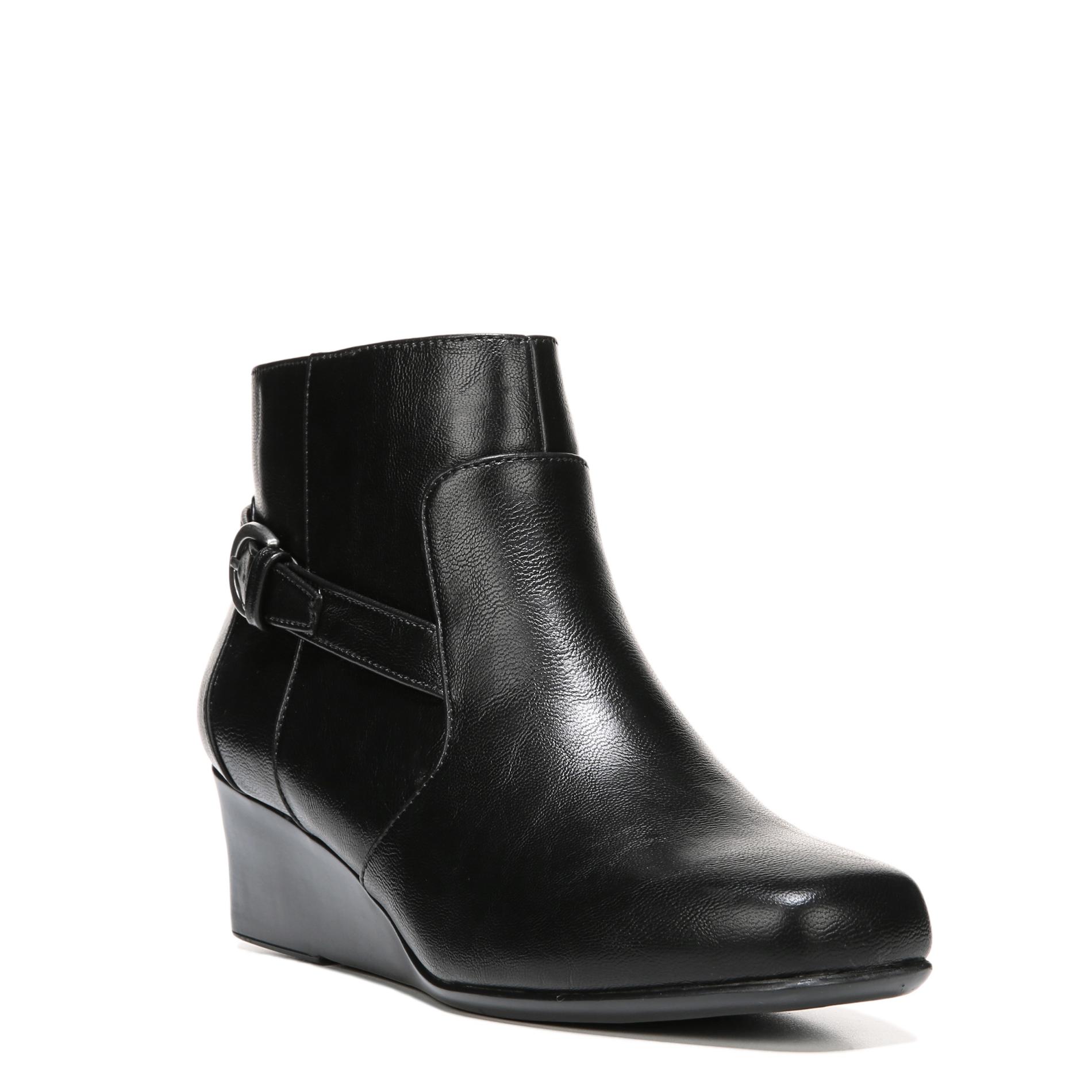 LifeStride Women's Glare Black Wedge Bootie - Wide Width Available ...