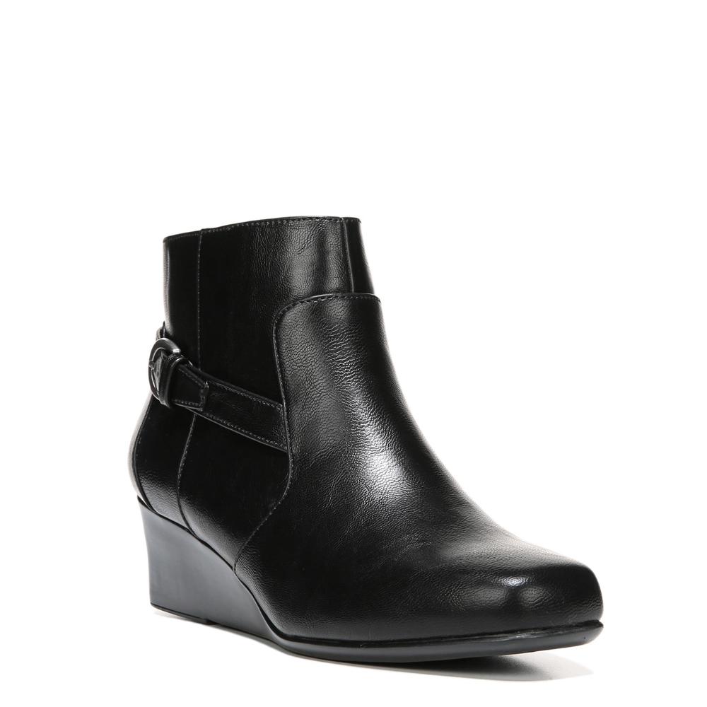 LifeStride Women's Glare Black Wedge Bootie - Wide Width Available