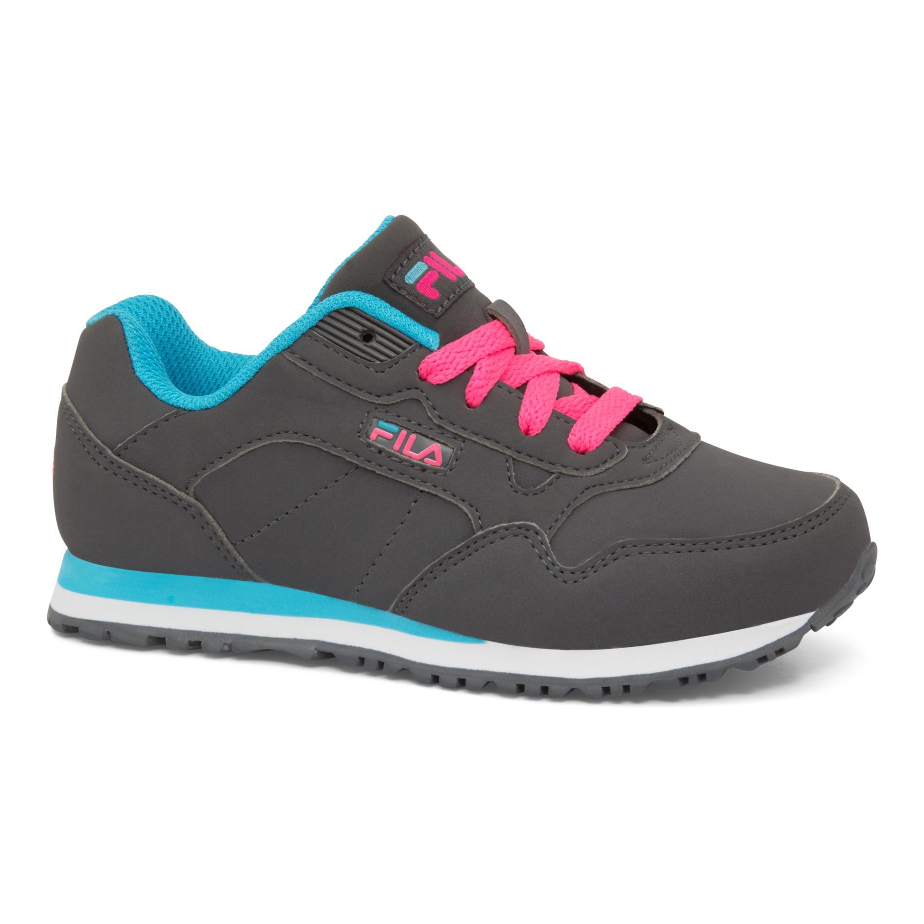 Fila Girls' Cress Gray/Pink/Blue Running Shoe