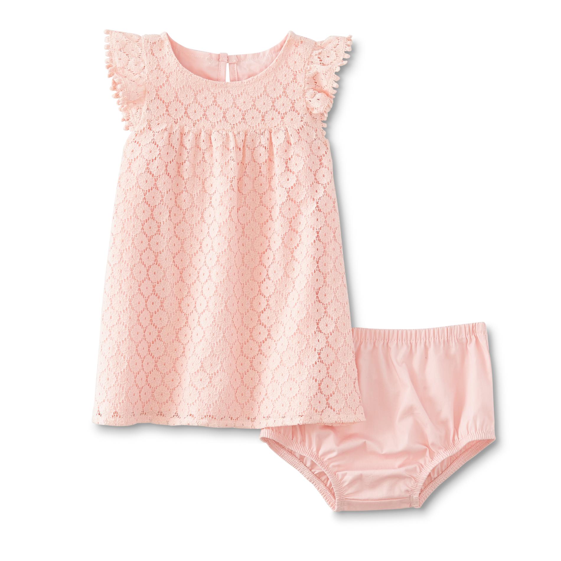Little Wonders Newborn & Infant Girls' Lace Dress & Diaper Cover