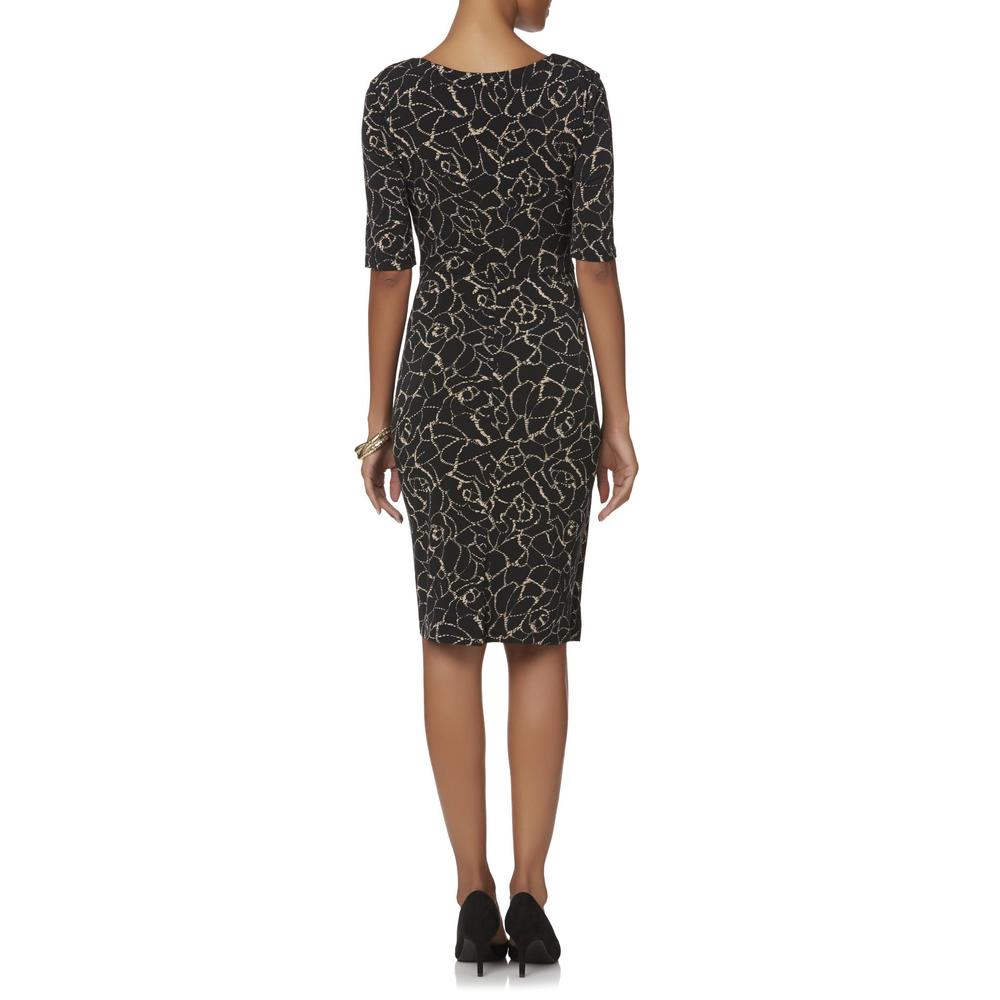 Connected Apparel Women's Wrap-Effect Dress - Abstract Floral