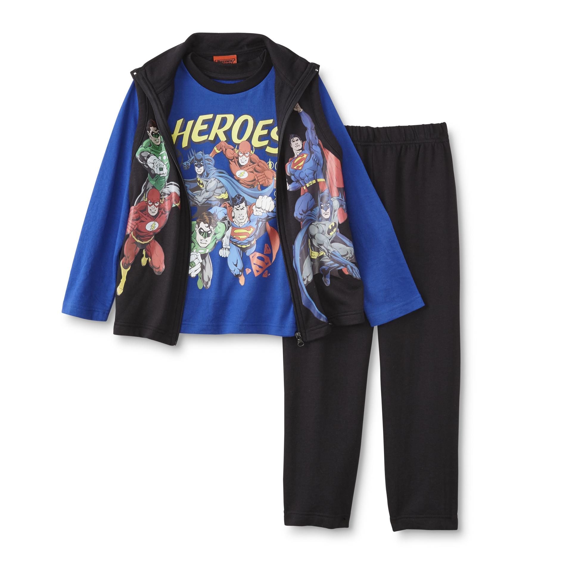 DC Comics Justice League Boys' Vest, T-Shirt & Pants Set