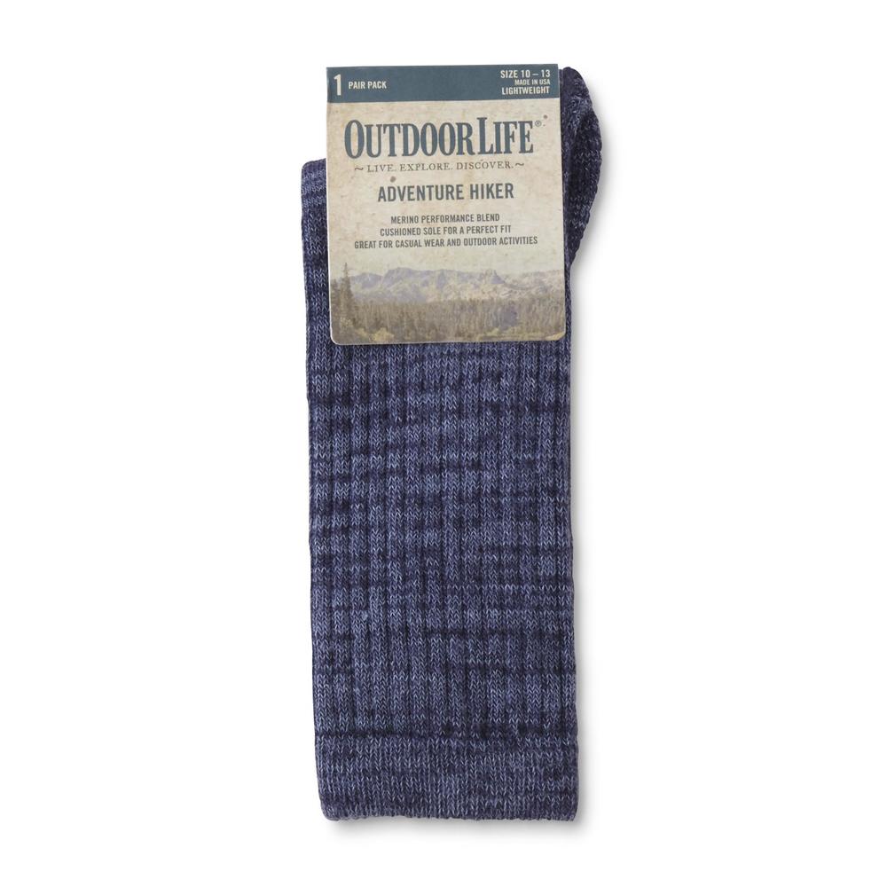 Outdoor Life Men's Wool-Blend Hiking Socks - Space Dyed