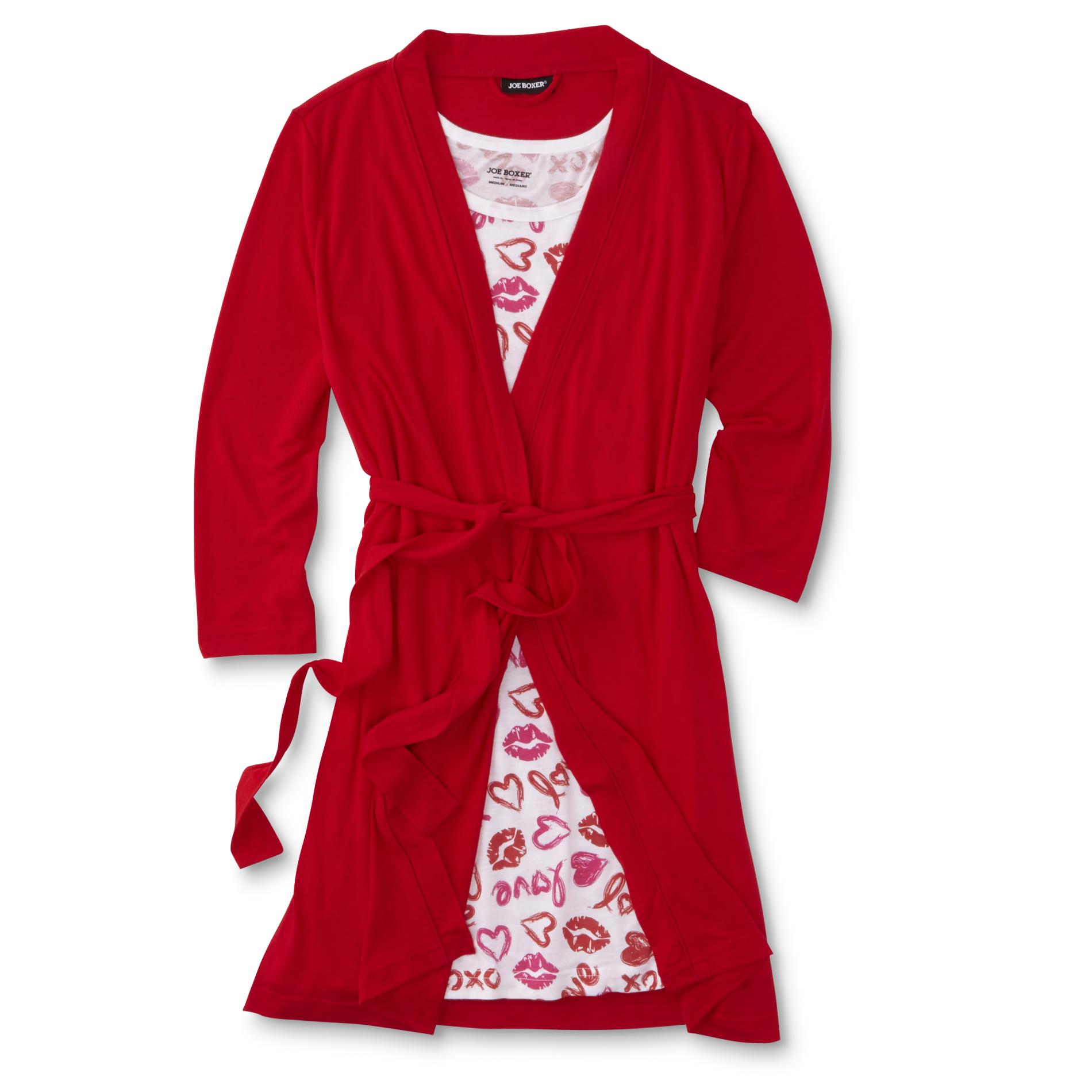 Joe Boxer Women's Plus Robe & Nightgown - Love