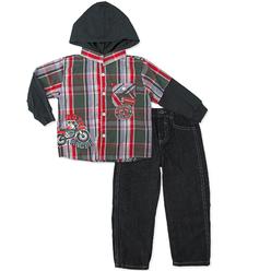 Little Rebels Infant Boys' Hooded Shirt & Jeans - Moto Racer