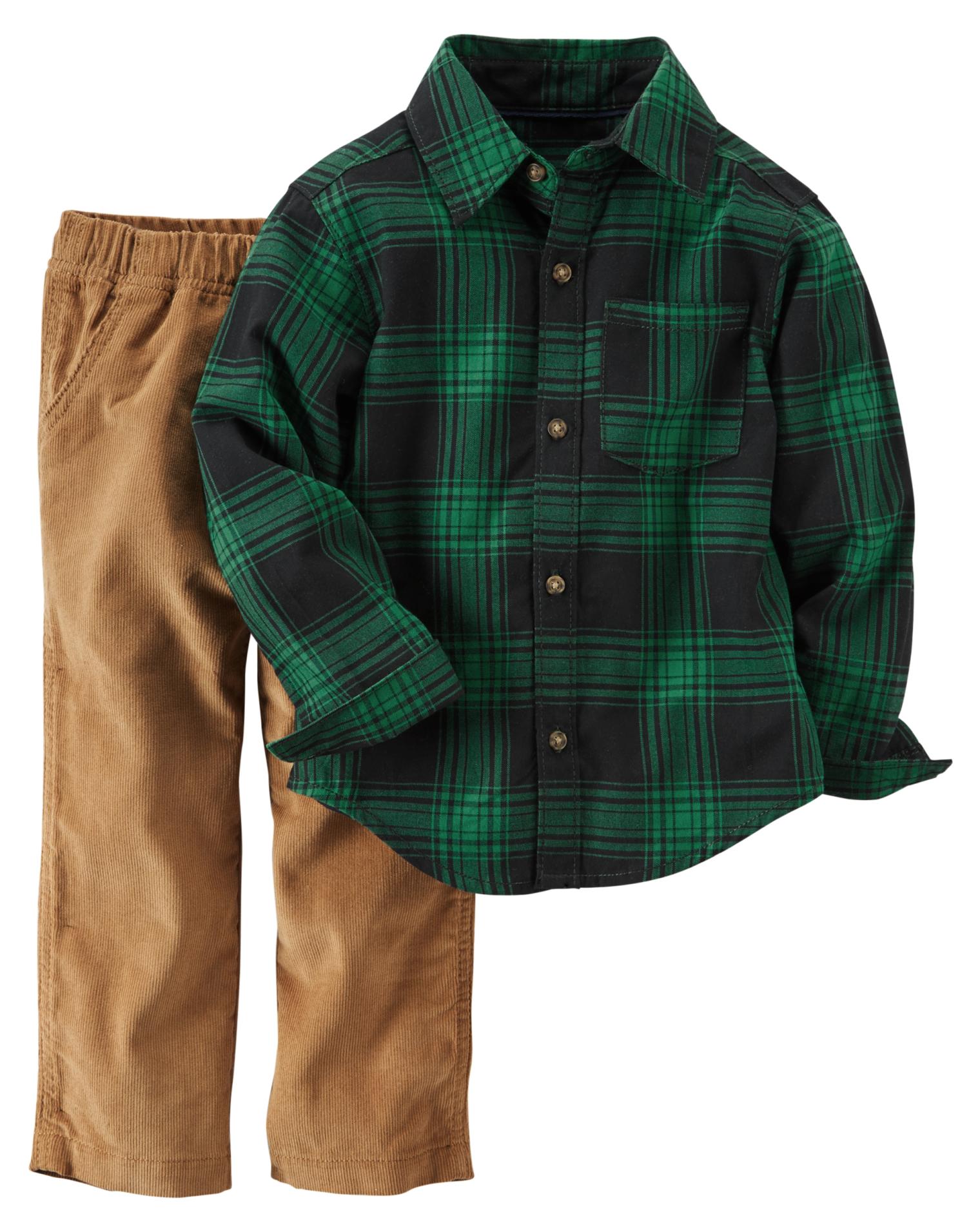 Carter's Newborn, Infant & Toddler Boys' Button-Front Shirt & Corduroy Pants
