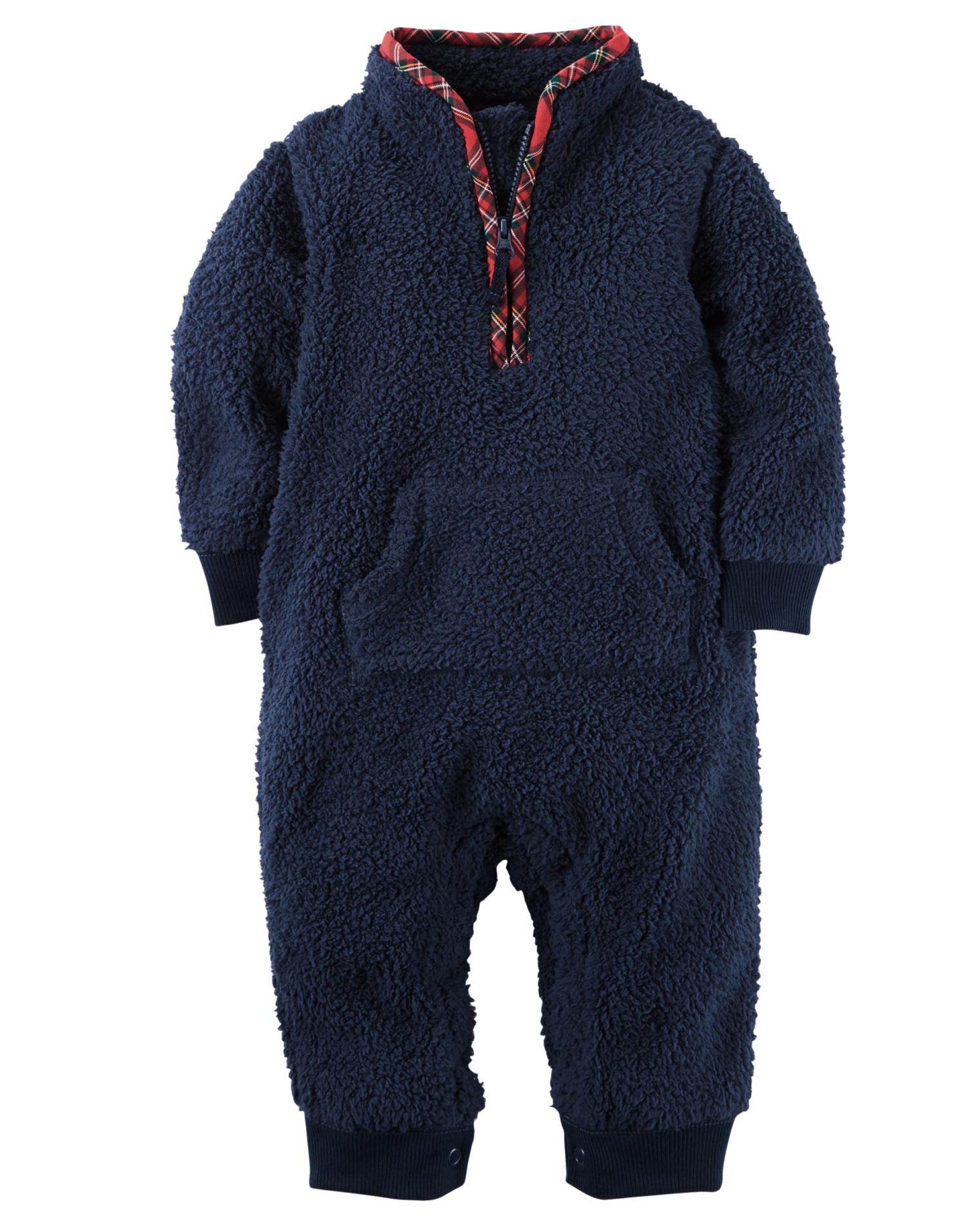 Carter's Newborn & Infant Boys' Faux Sherpa Fleece Jumpsuit