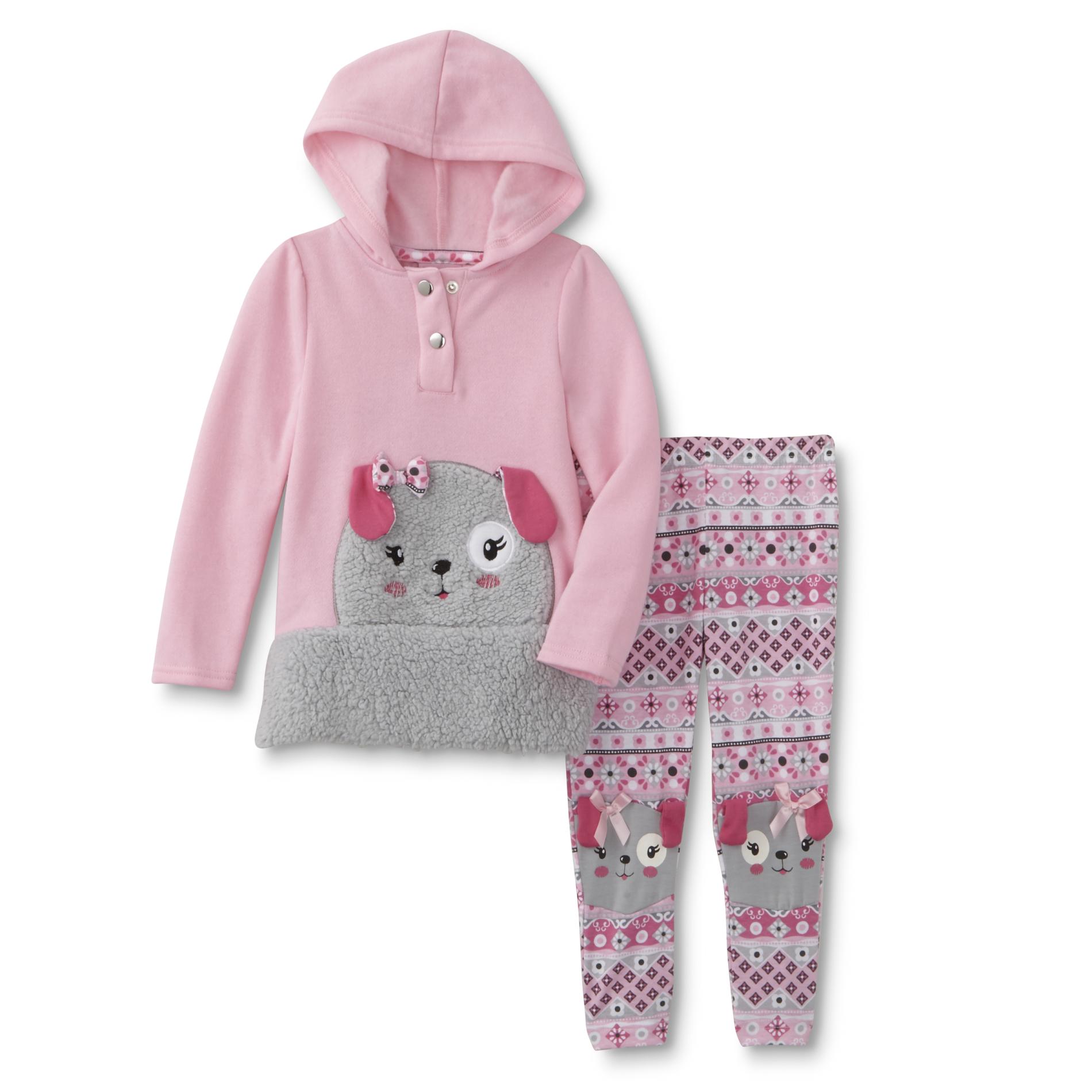 Young Hearts Infant & Toddler Girls' Hooded Sweater & Leggings - Dog