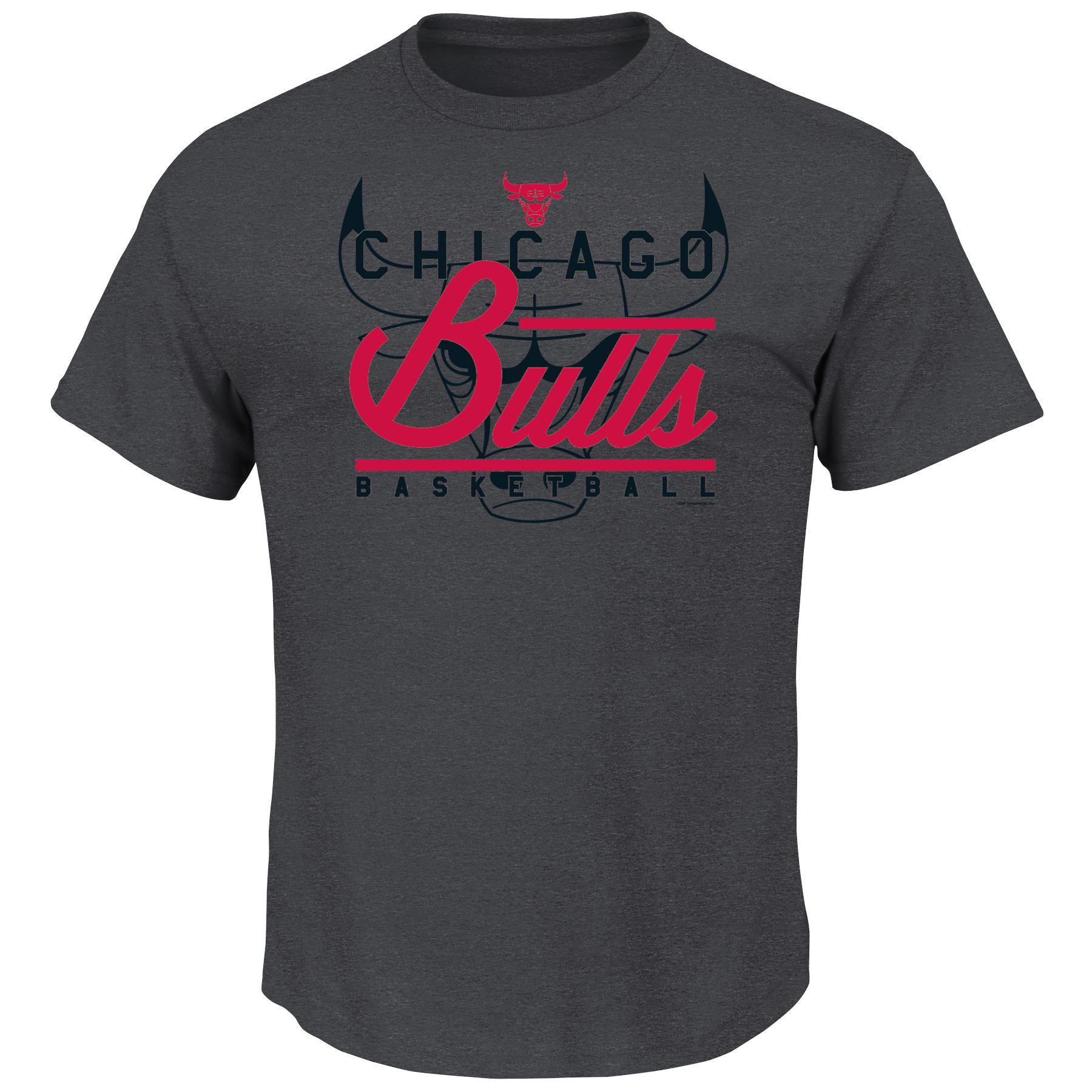 NBA(CANONICAL) Men's Gray Graphic T-Shirt - Chicago Bulls