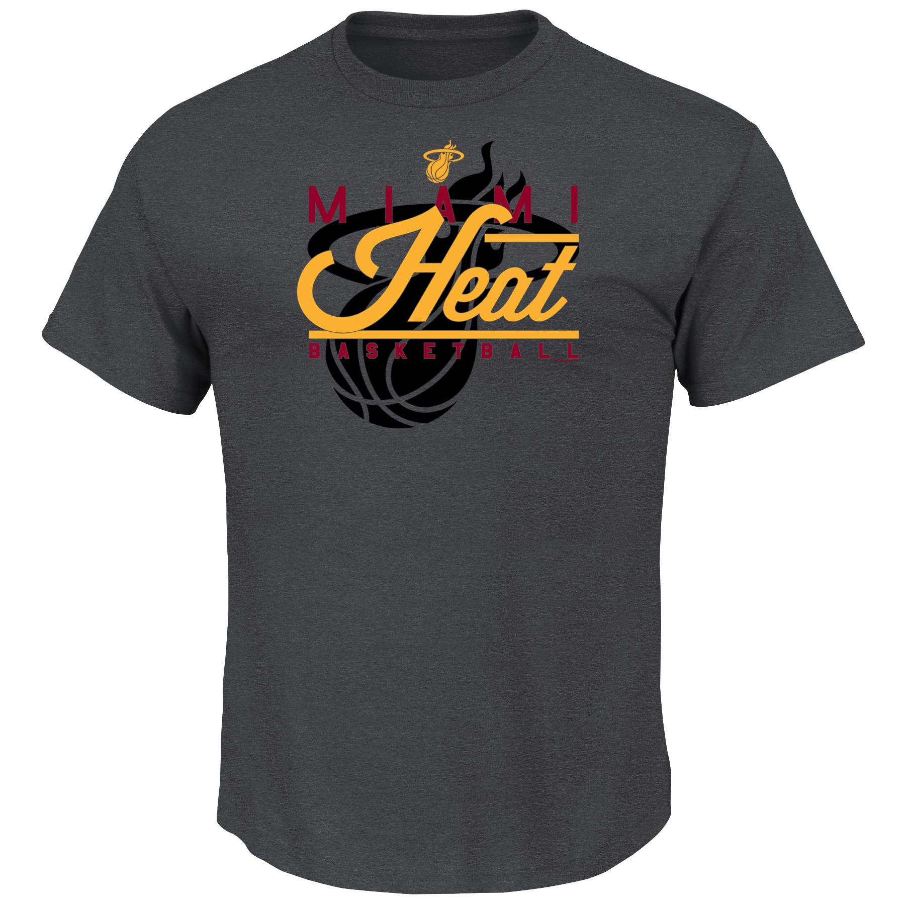 NBA(CANONICAL) Men's Gray Graphic T-Shirt - Miami Heat