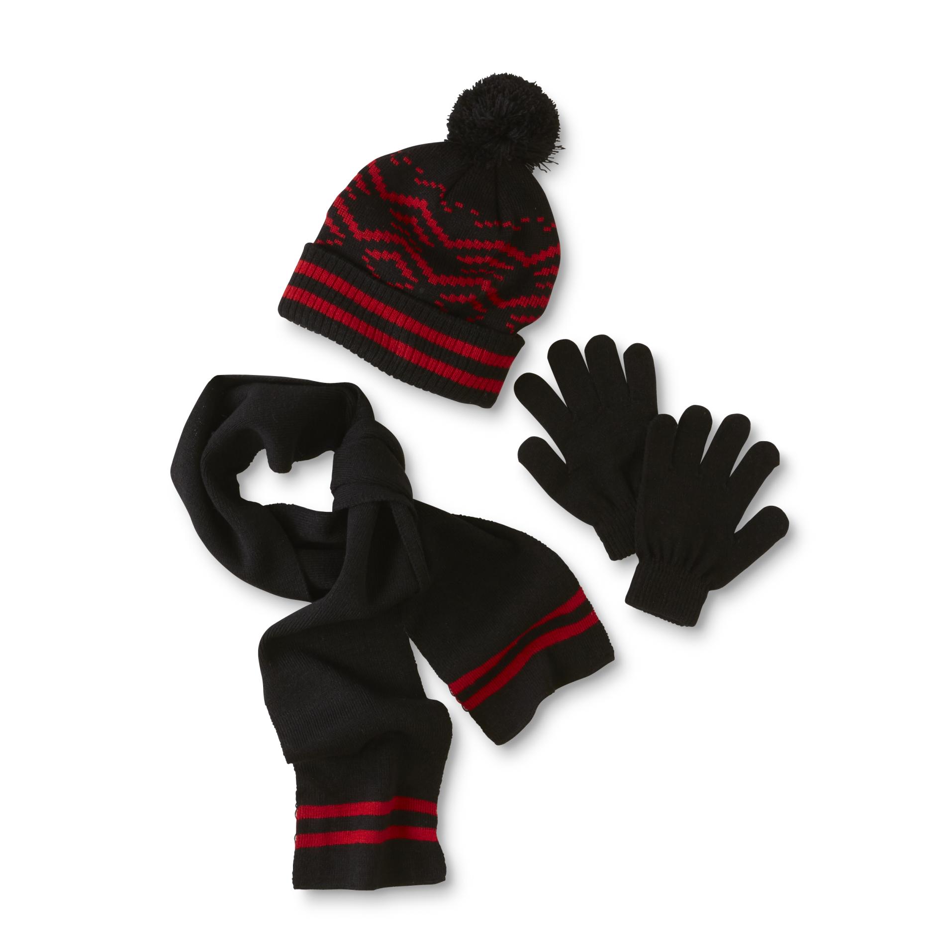 Aquarius Boys' Knit Hat, Gloves & Scarf - Striped