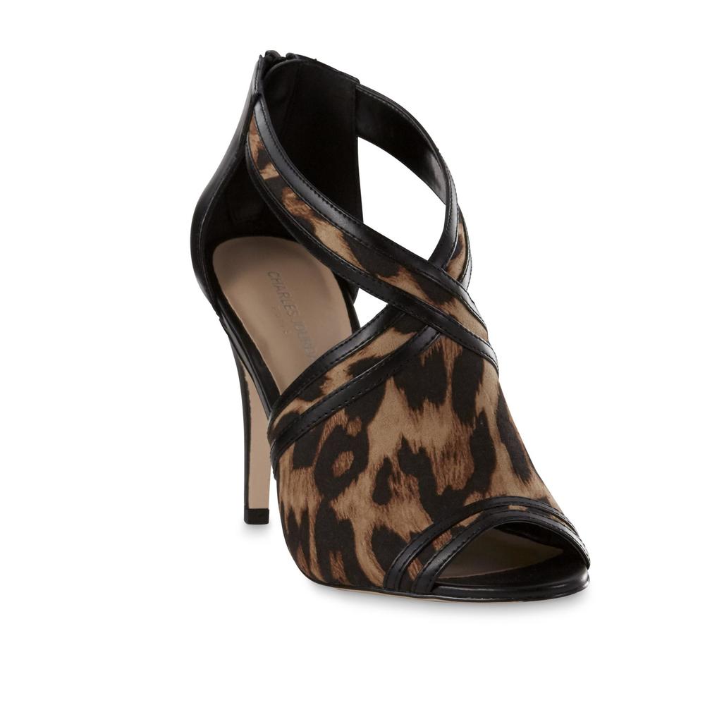 Charles Jourdan Women's Amy Black/Leopard High-Heel Sandal