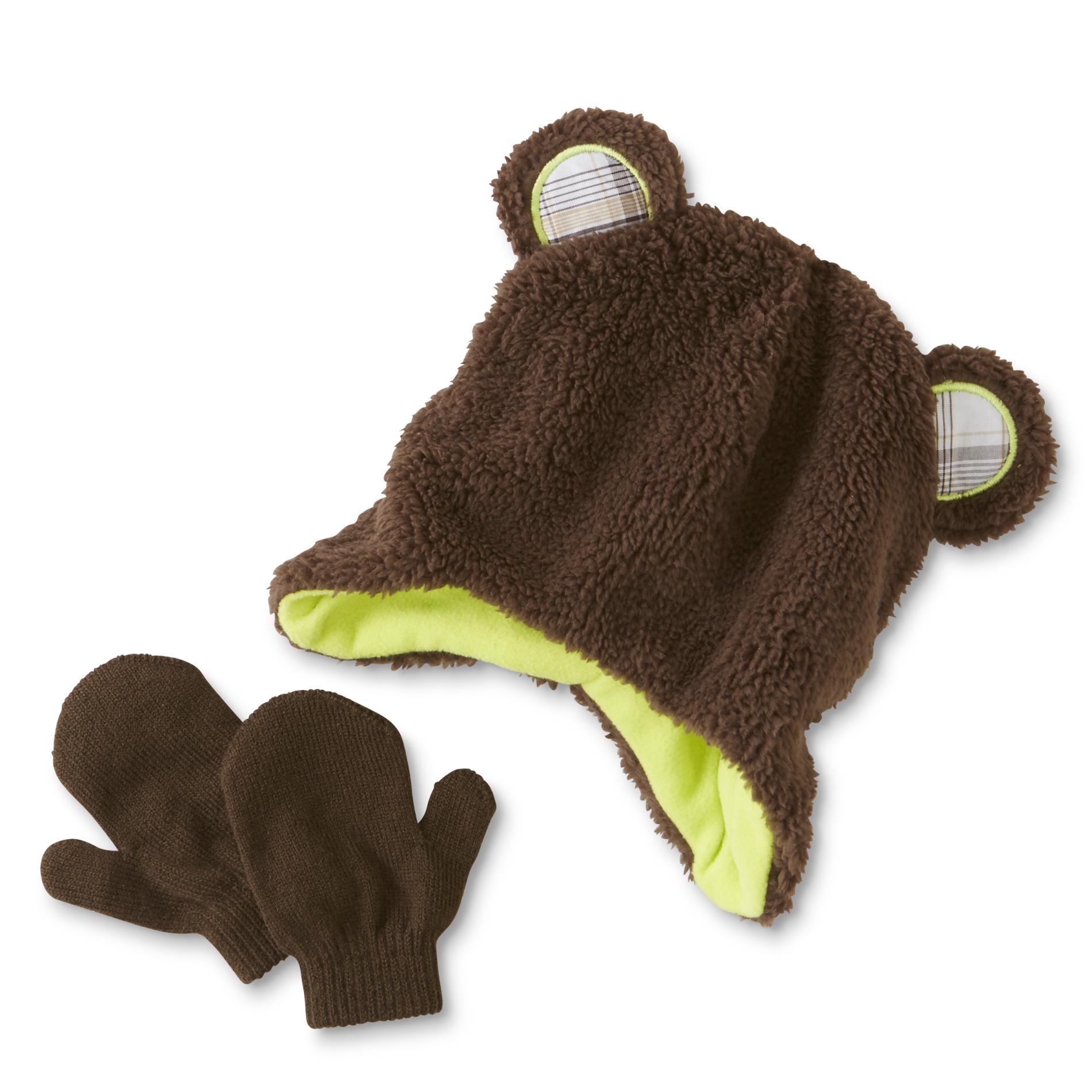 Aquarius Infant & Toddler Boys' Hat & Mittens - Bear