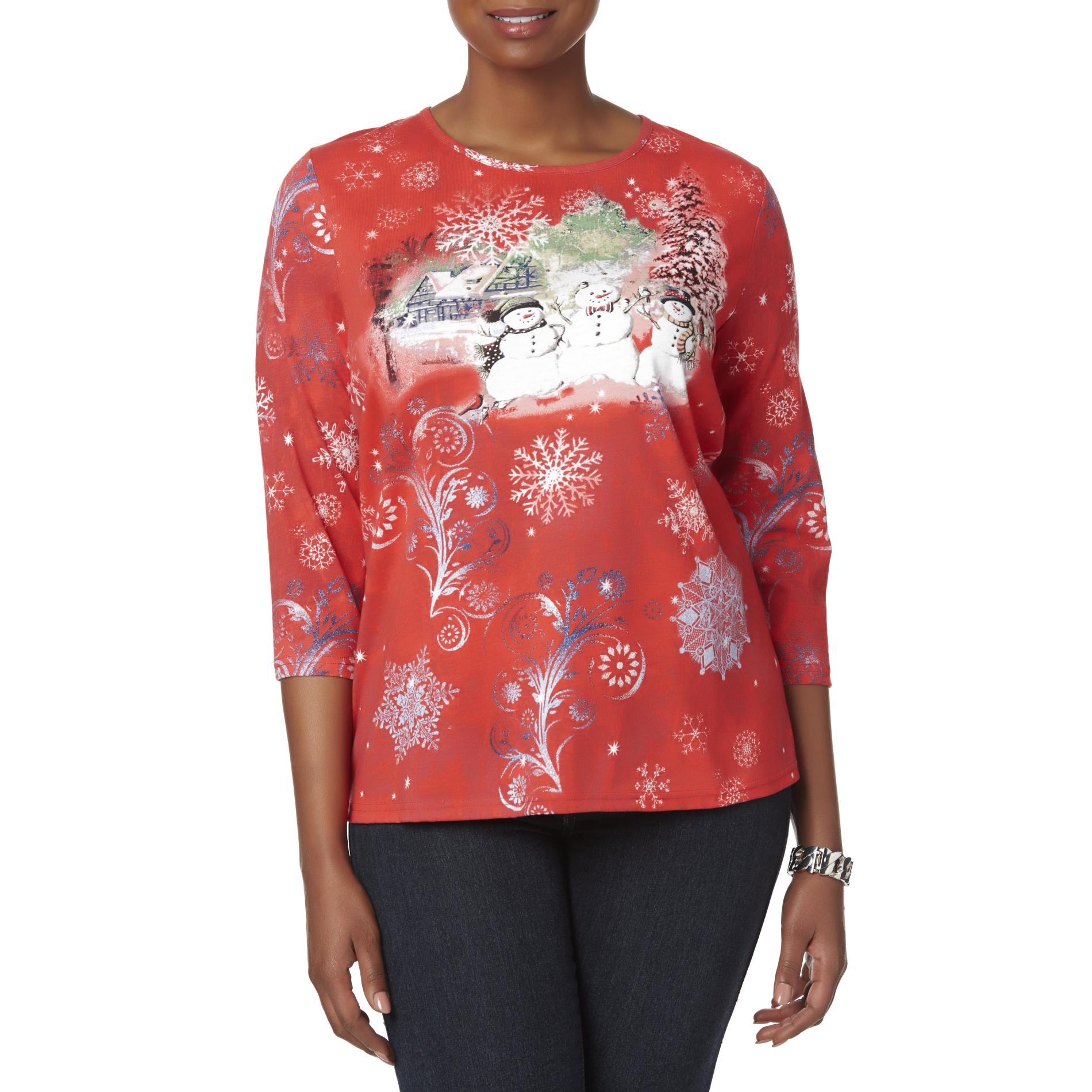 Holiday Editions Women's Plus T-Shirt - Snowman