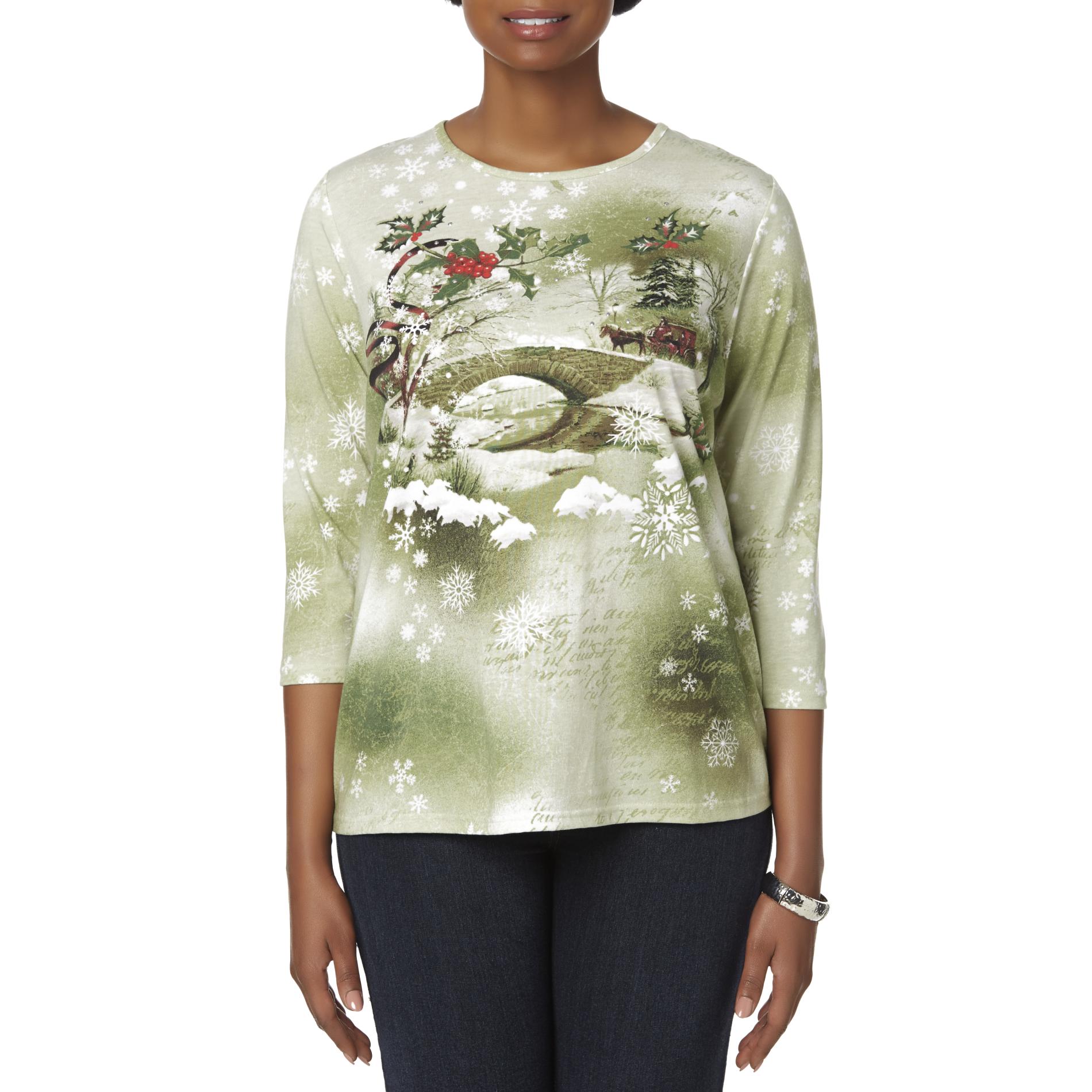Holiday Editions Women's Plus Christmas T-Shirt - Carriage
