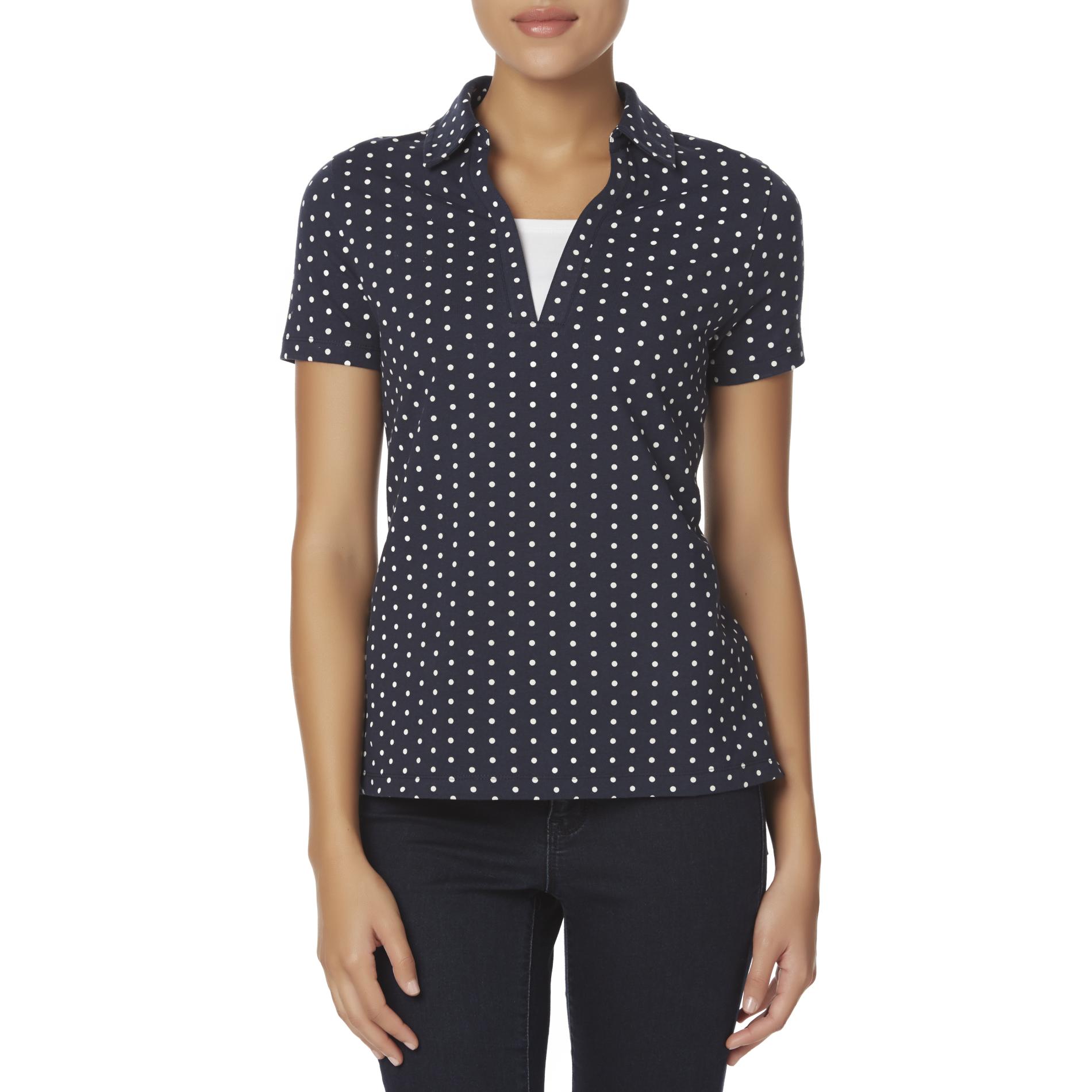 Laura Scott Petite's Layered-Look Polo Shirt - Polka Dot