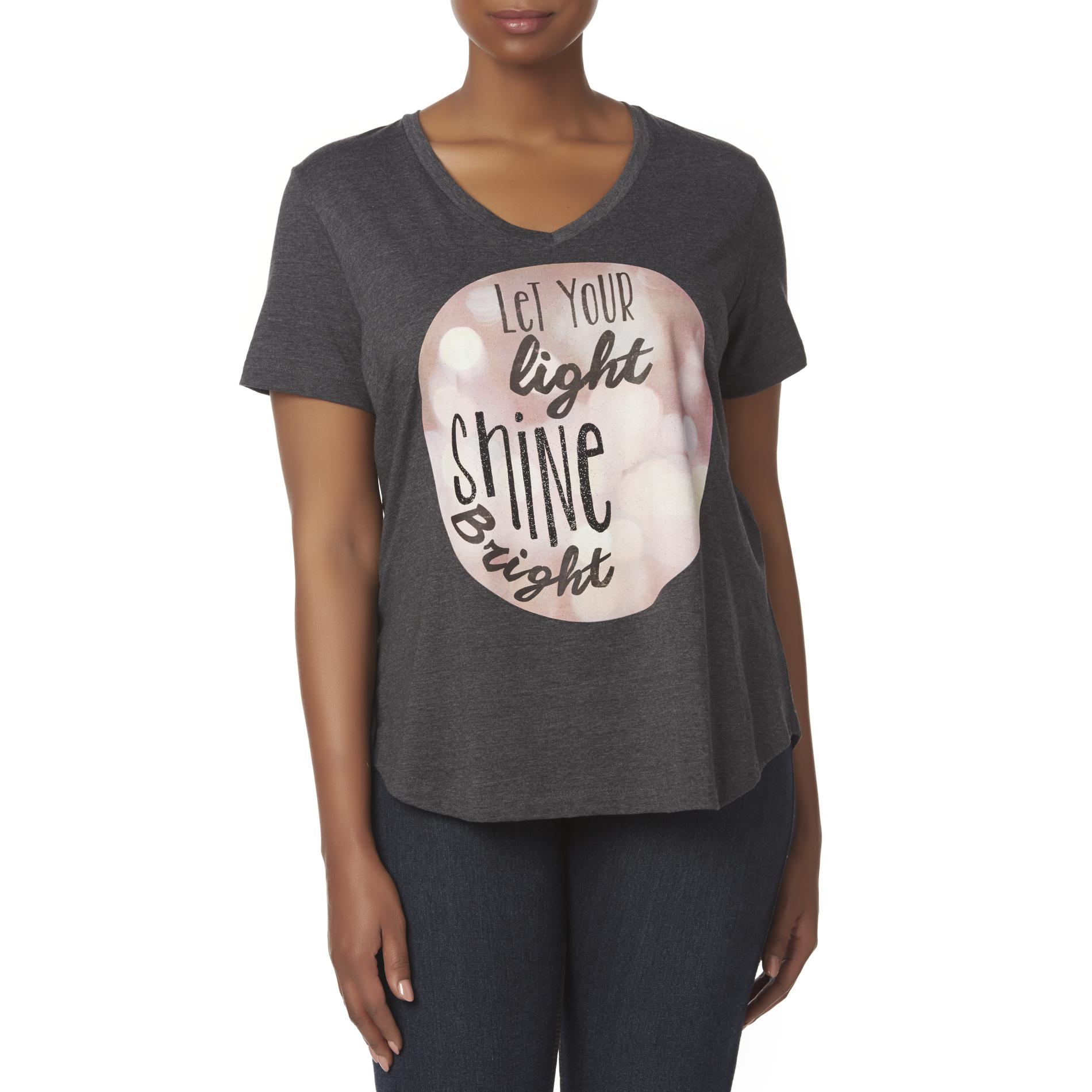Simply Emma Women's Plus Graphic T-Shirt - Shine Bright