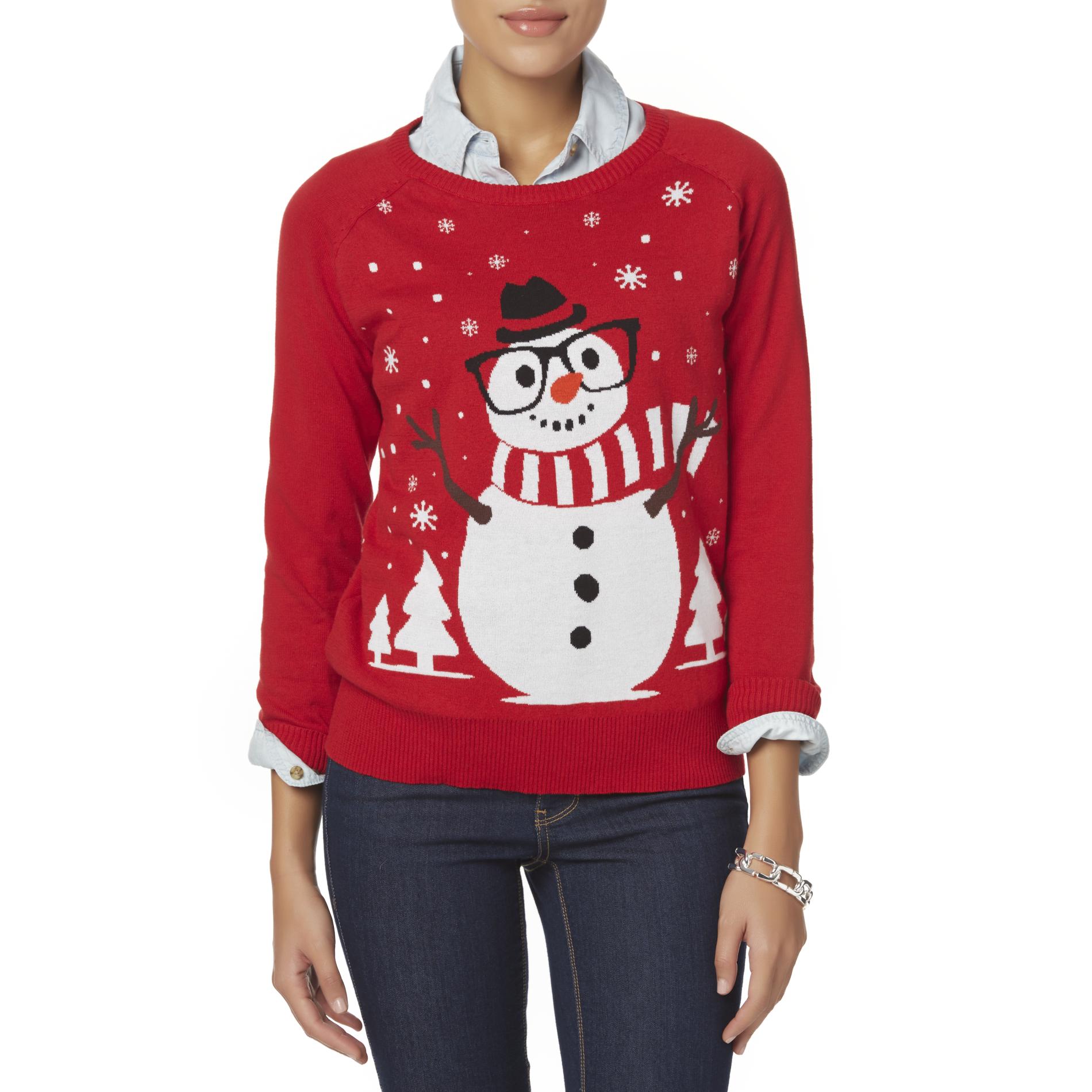 Hybrid Juniors' Christmas Sweater - Nerdy Snowman