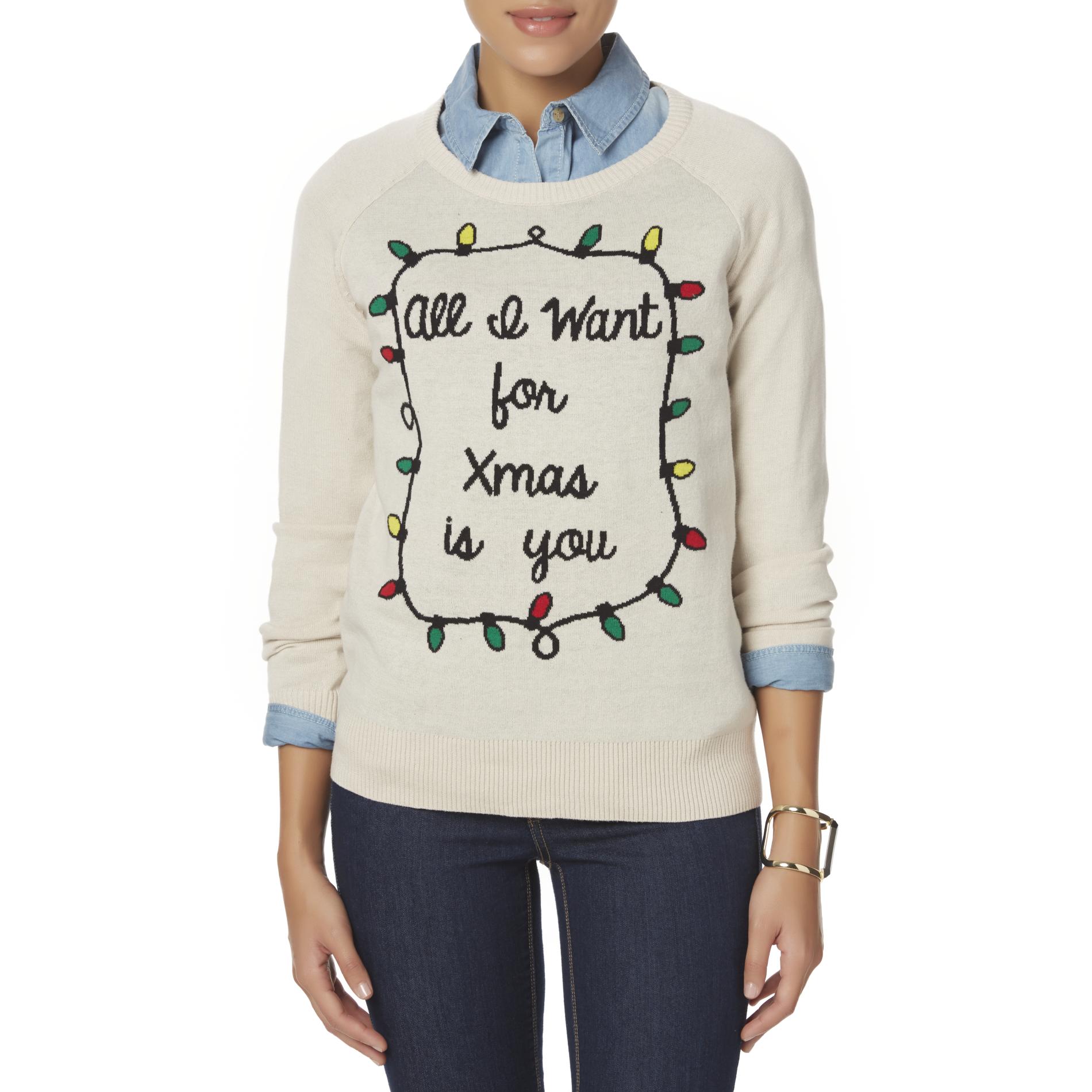Hybrid Juniors' Christmas Sweater - All I Want