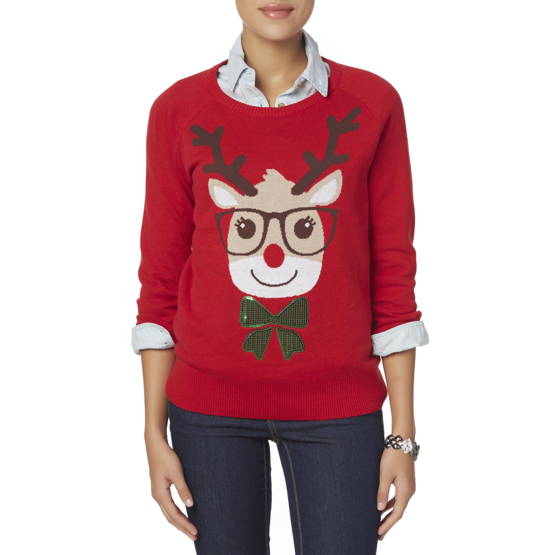 Hybrid Juniors' Christmas Sweater - Nerdy Reindeer