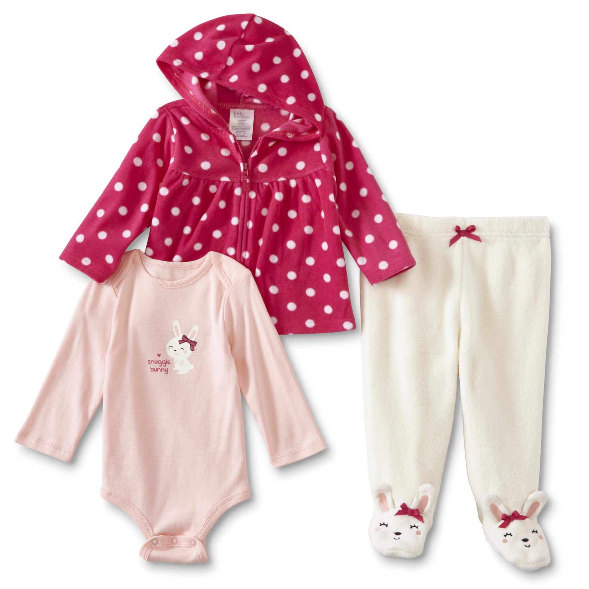 Little Wonders Newborn & Infant Girls' Hoodie Jacket, Bodysuit & Pants - Polka Dot