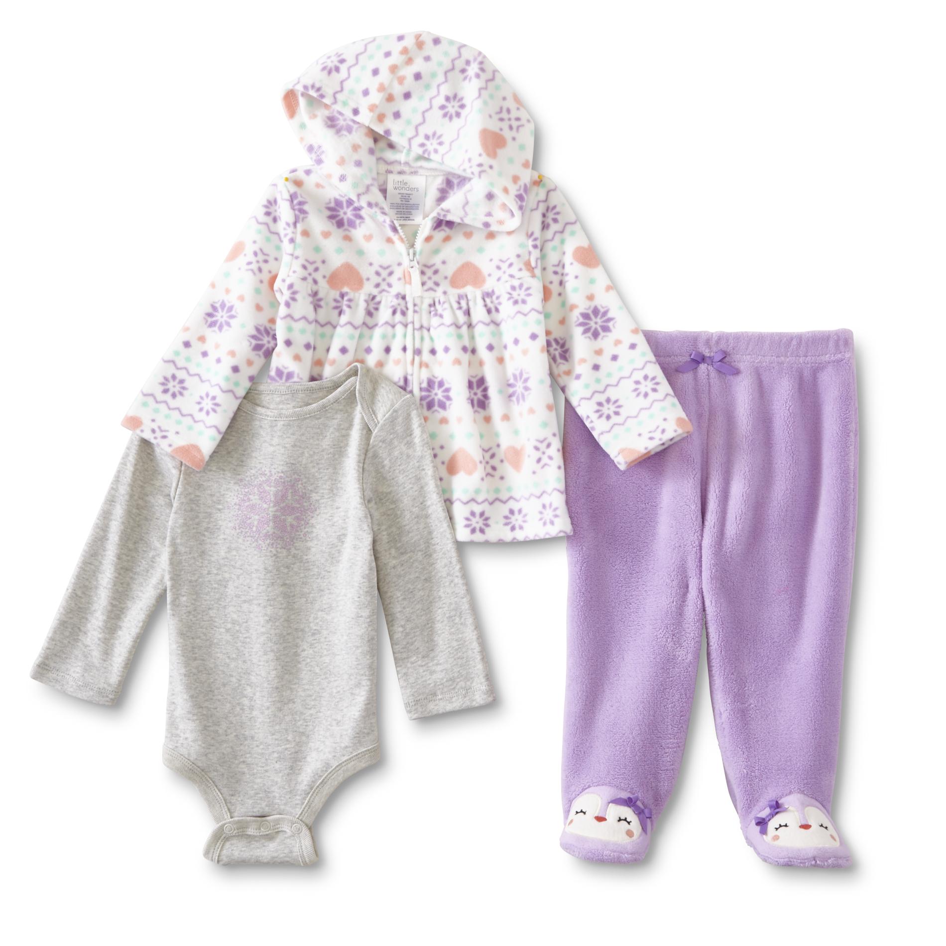 Little Wonders Newborn & Infant Girls' Hoodie Jacket, Bodysuit & Pants - Fair Isle