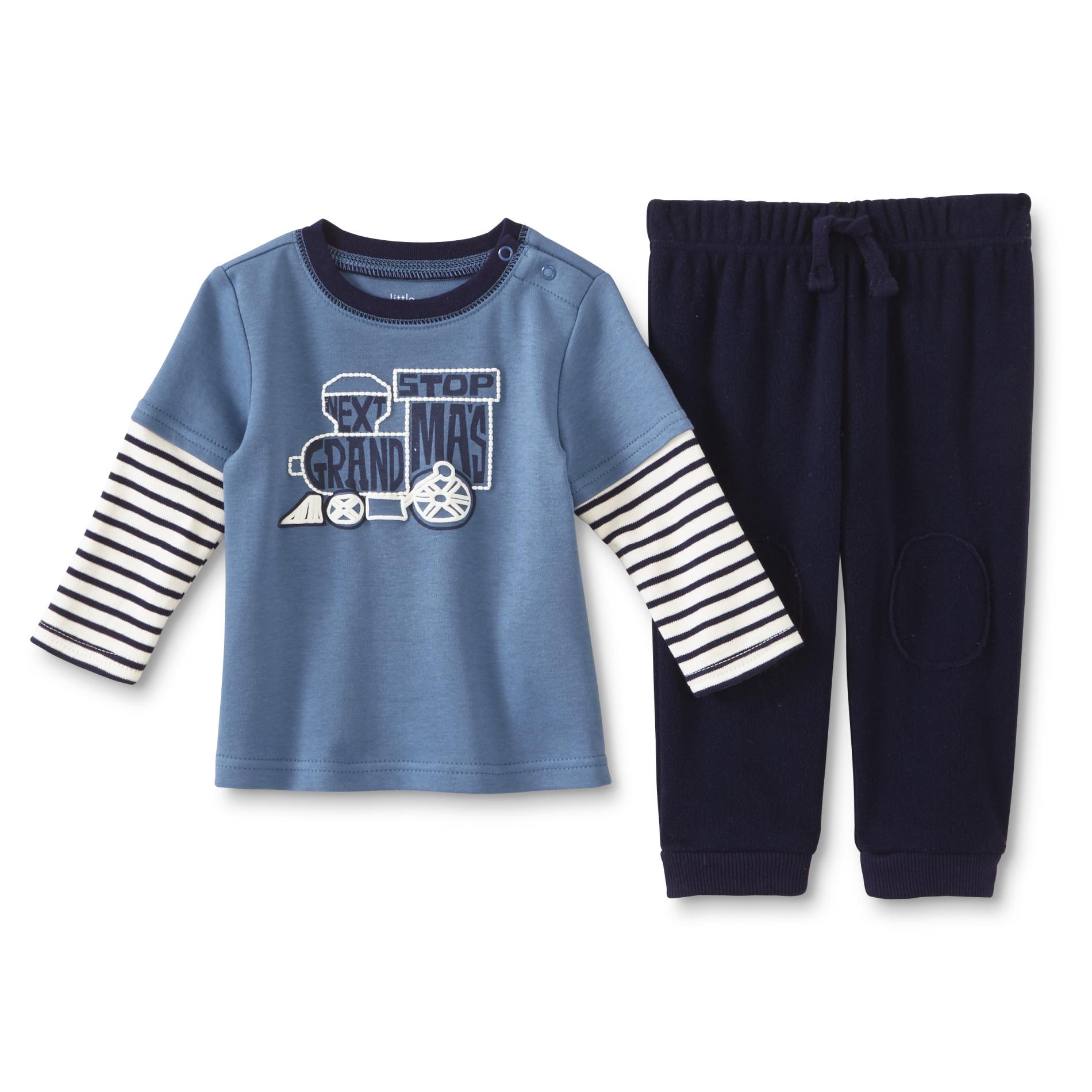 Little Wonders Newborn & Infant Boys' T-Shirt & Fleece Pants - Next Stop Grandma's