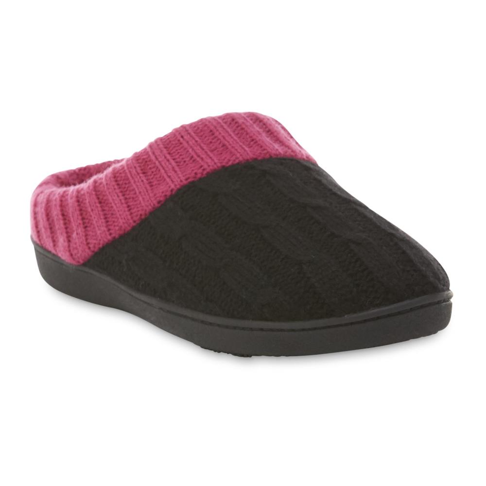 Isotoner Women's Black/Pink Clog Slipper