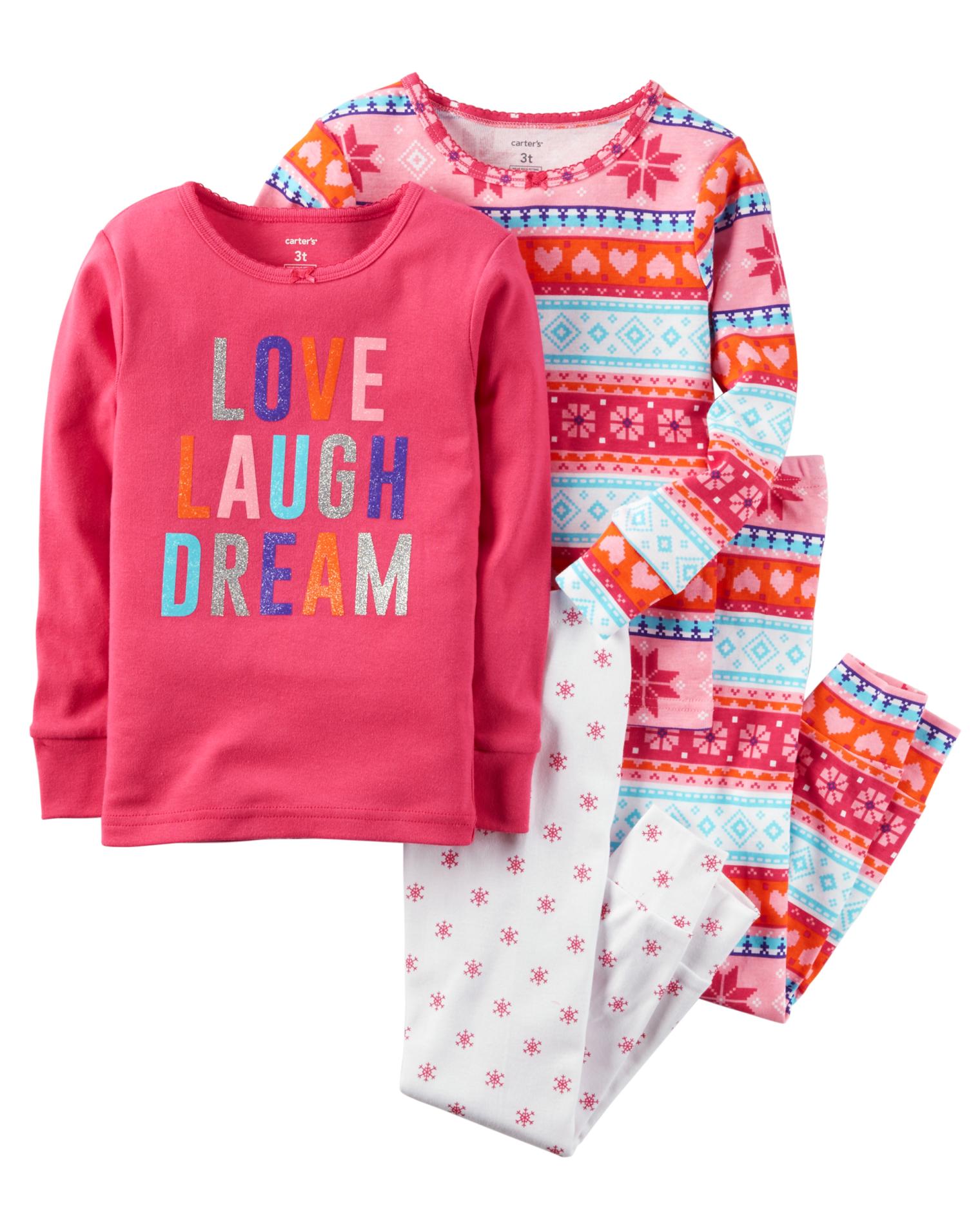 Carter's Infant & Toddler Girls' 2-Pairs Pajamas - Love Laugh Dream