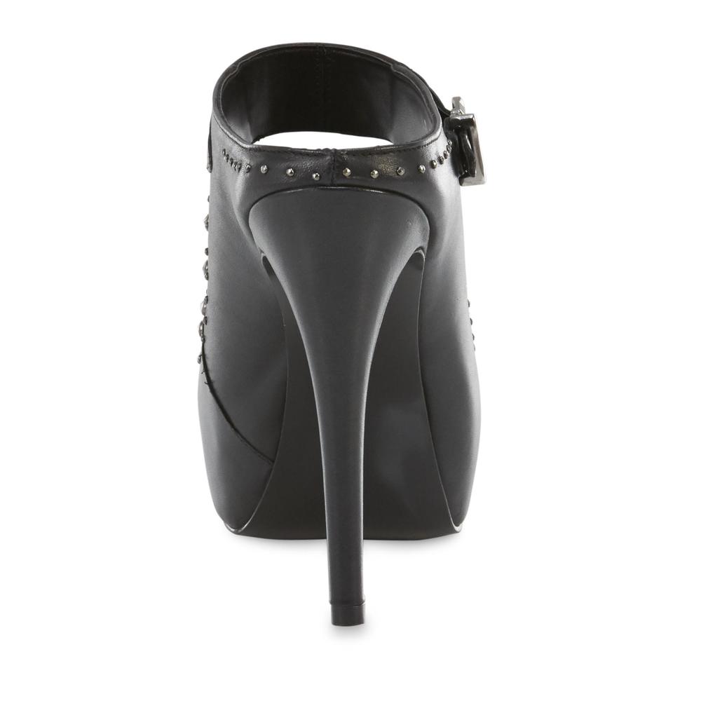 Carlo Rossetti Women's Dracone Black Embellished Peep Toe Stiletto Mule