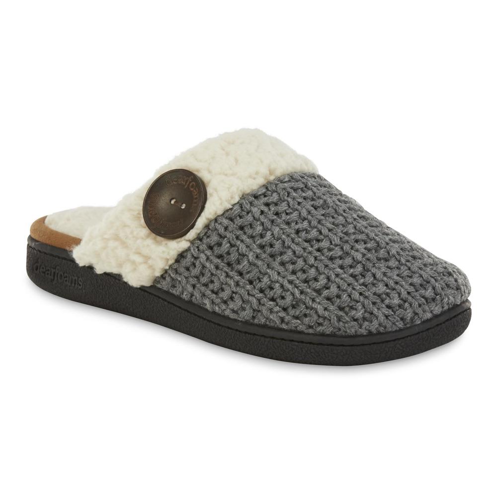 Dearfoams Women's Gray/Cream Sweater Knit Clog Slipper