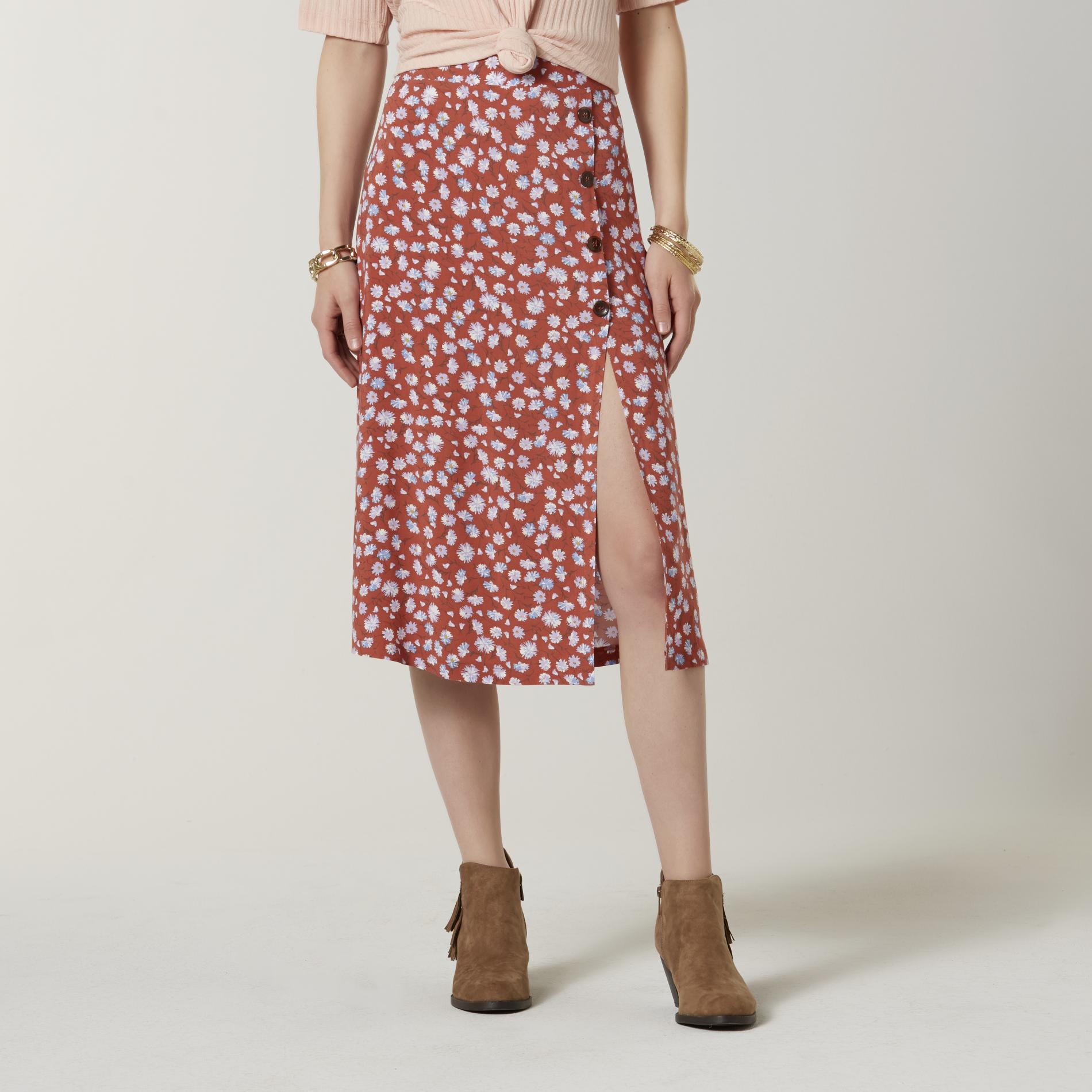 Womens floral midi skirt