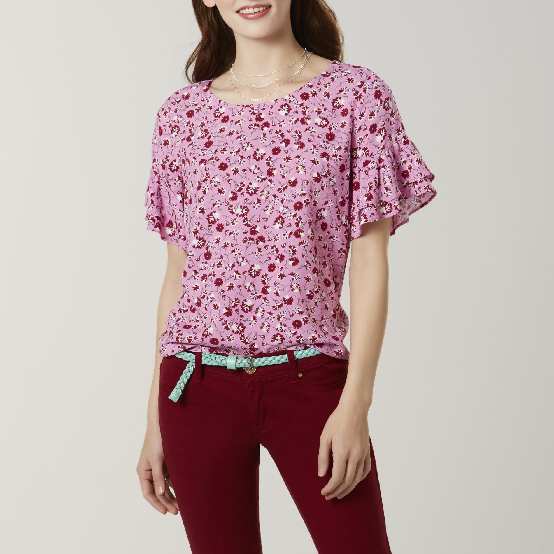 Route 66 Women's Ruffle Sleeve Top - Floral