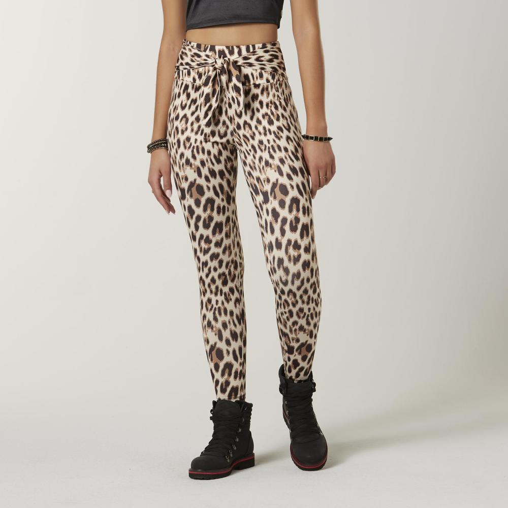 Material Girl Women's Tie-Front Leggings - Leopard Print