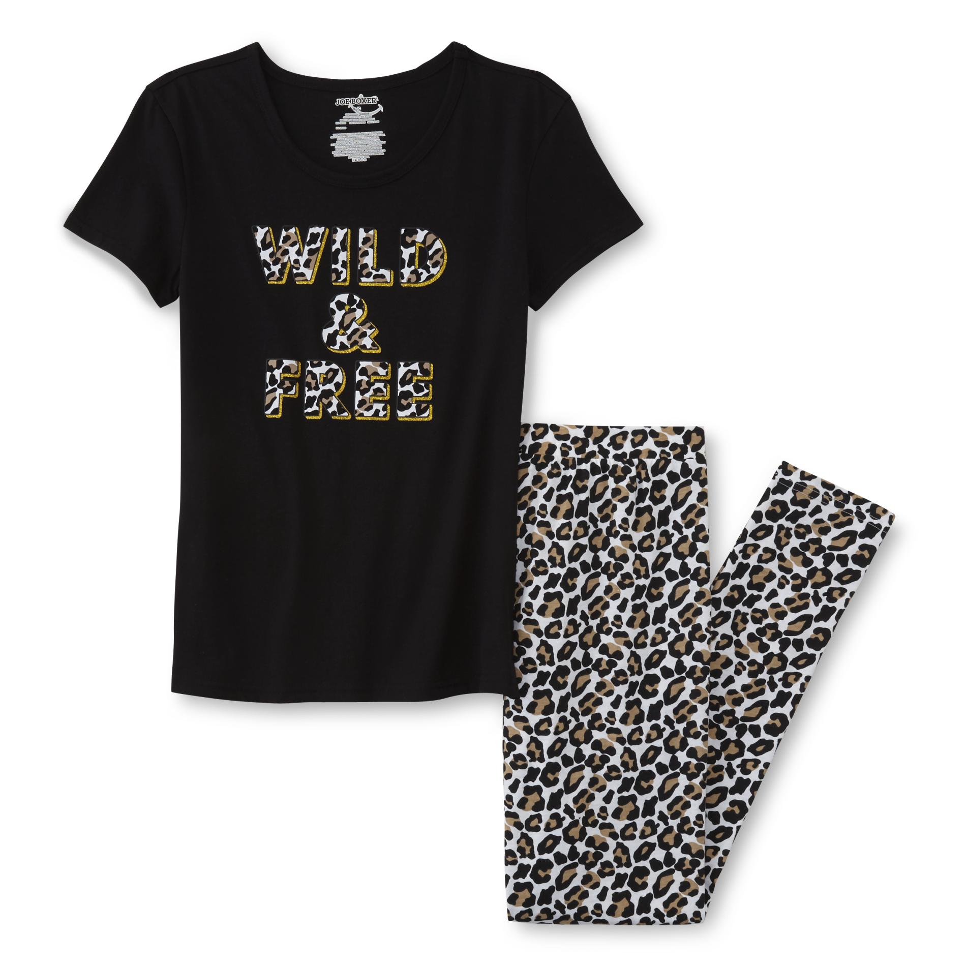 Joe Boxer Juniors' Pajama T-Shirt & Leggings - Wild/Leopard
