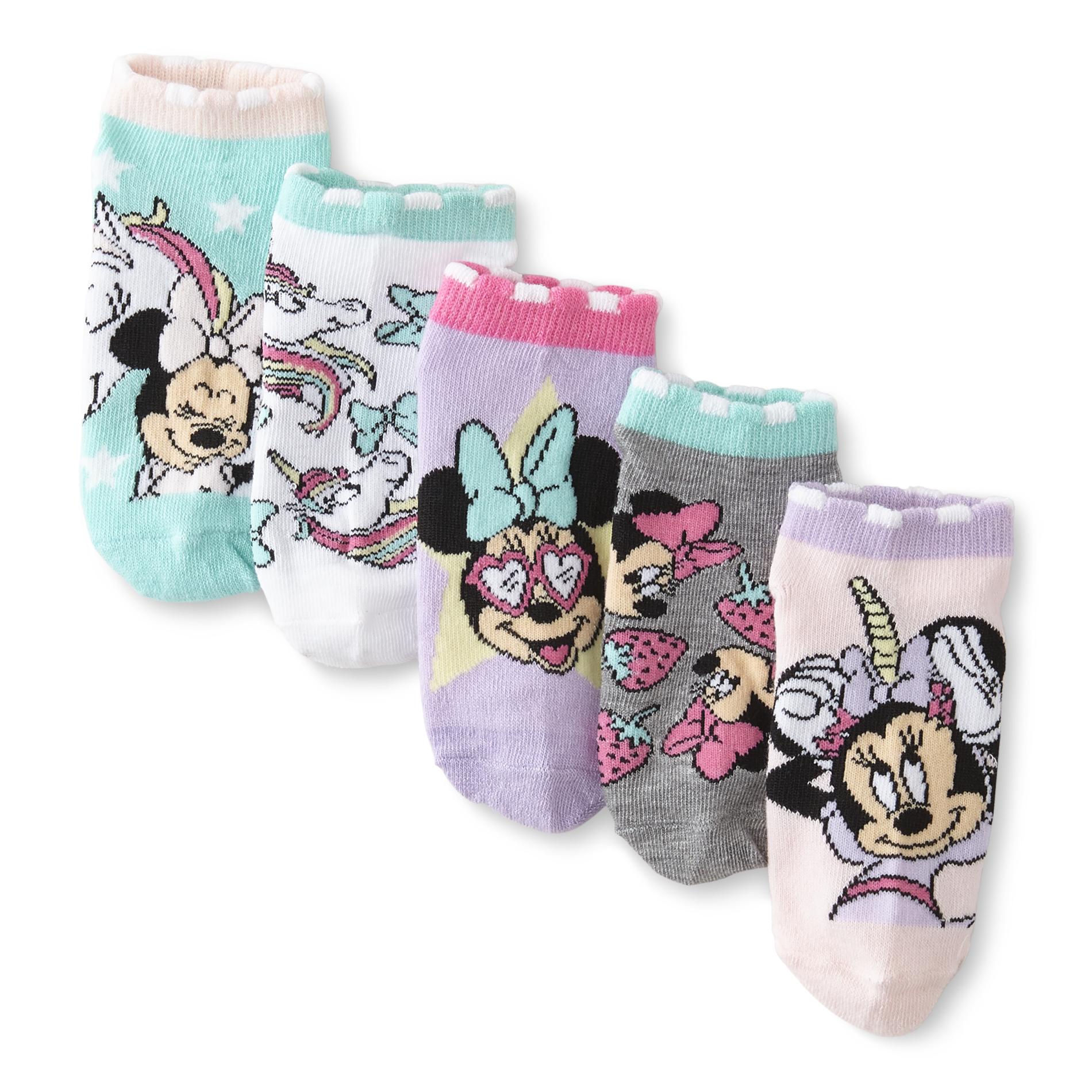 Minnie Mouse Girls' 5-Pack Ankle Socks
