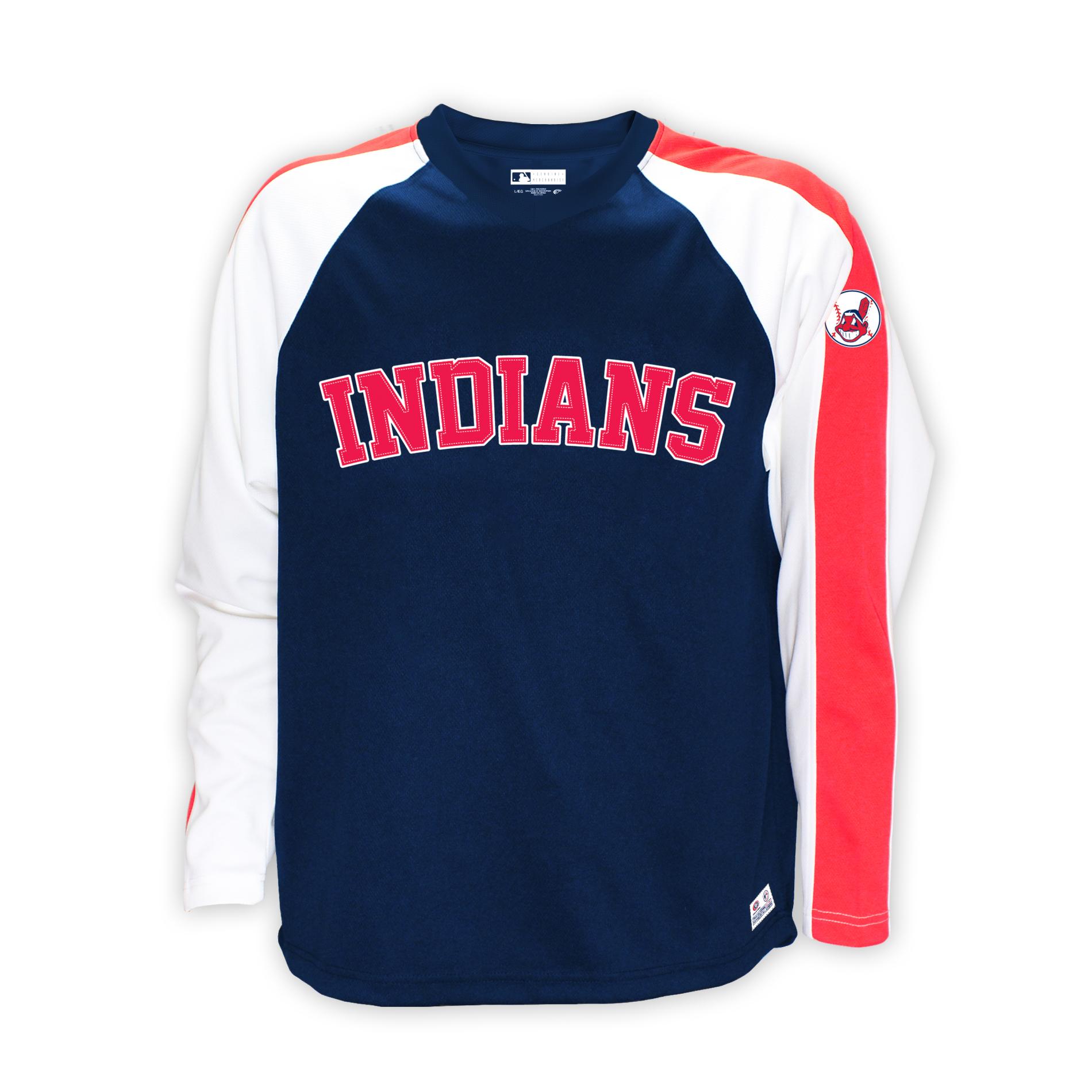 MLB Men's V-Neck Long-Sleeve T-Shirt - Cleveland Indians