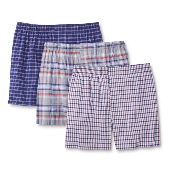 Simply Styled Men's 3-Pack Woven Boxer Shorts - Plaid