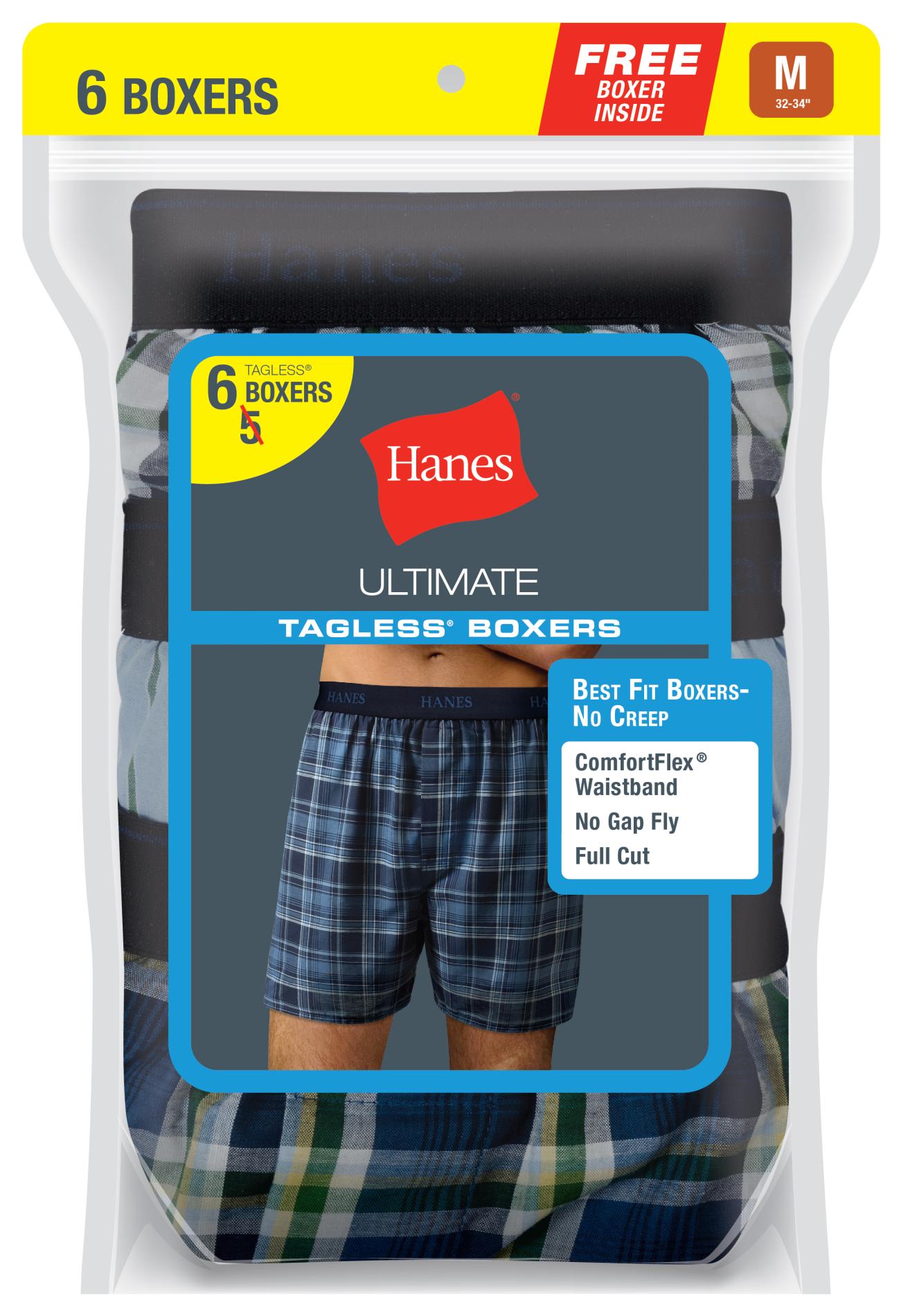 Hanes Men's 6-Pack Ultimate Boxer Shorts - Plaid