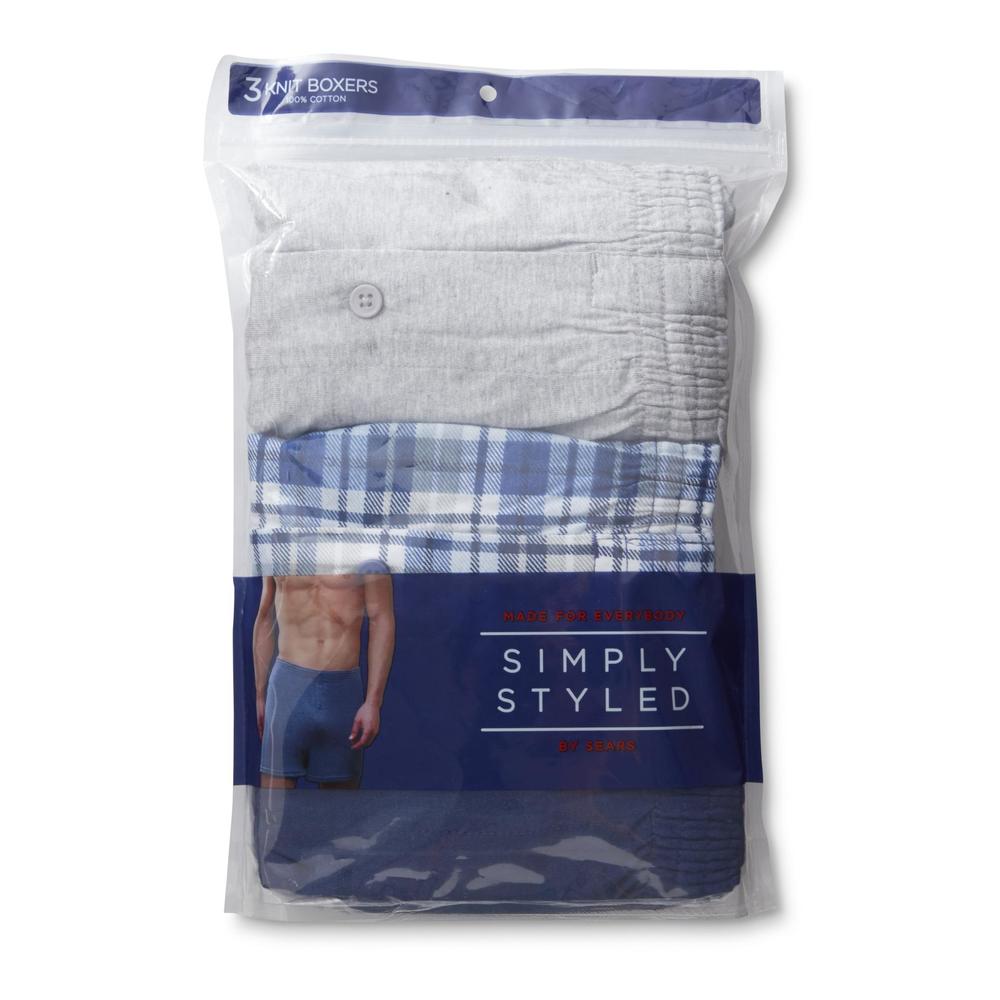Simply Styled Men's 3-Pack Knit Boxer Shorts