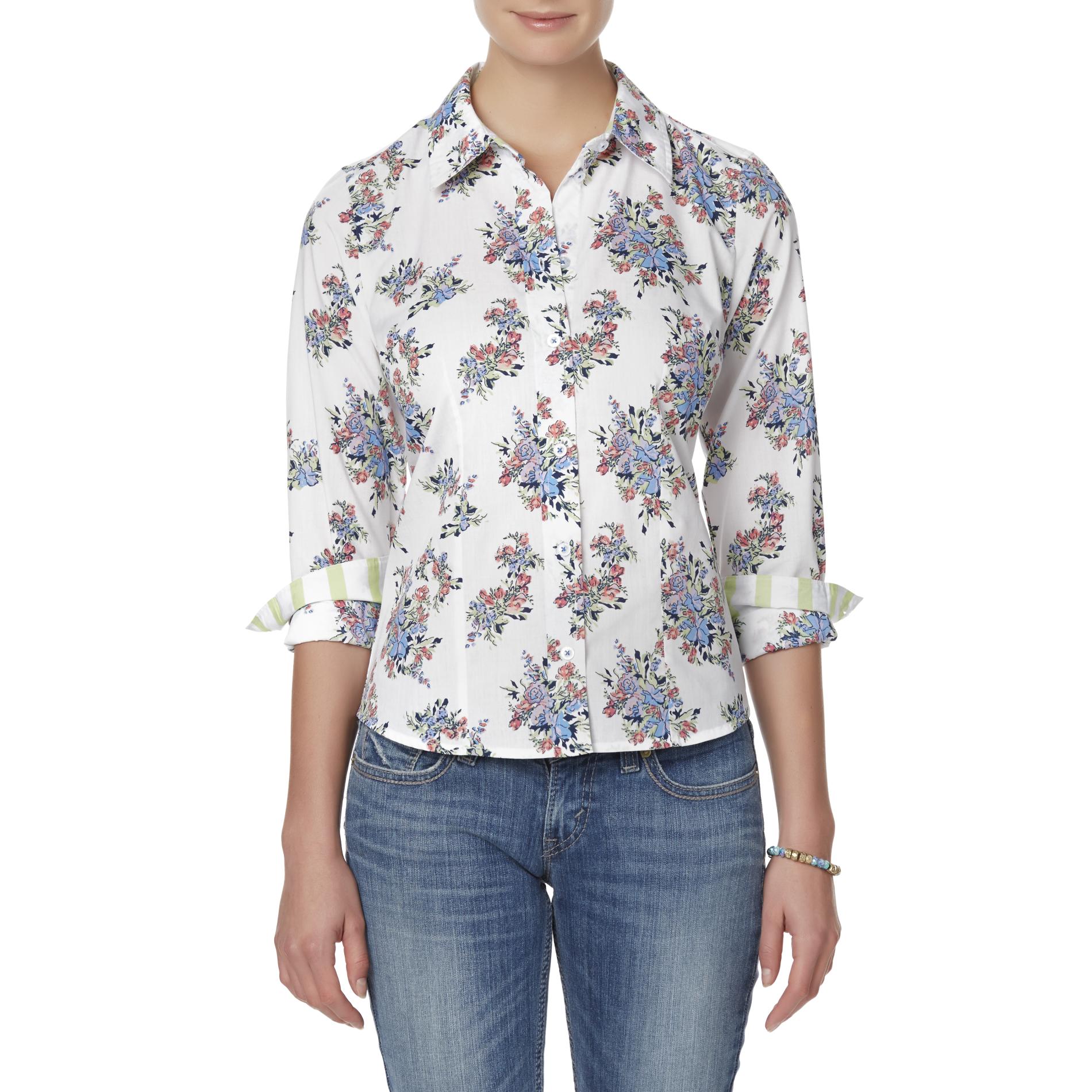 Basic Editions Women's Easy Care Shirt - Floral