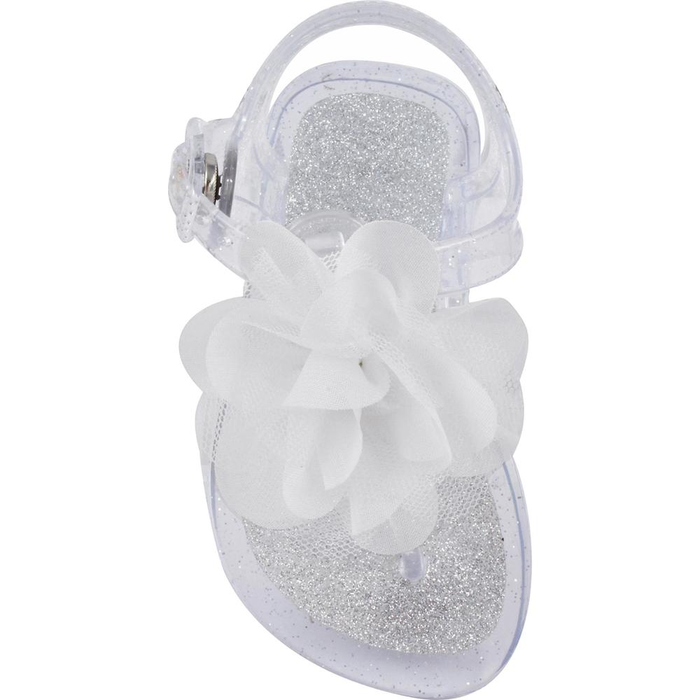 Little Wonders Baby Girls' White/Glitter Jelly Sandal