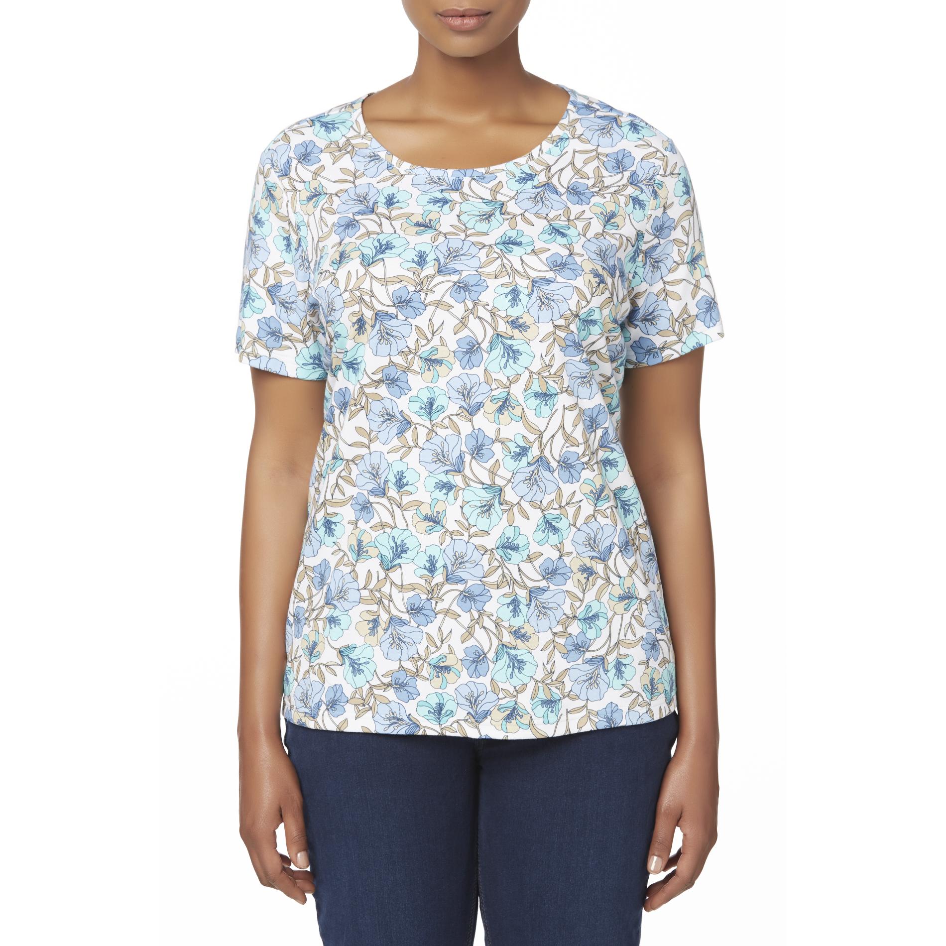Laura Scott Women's Plus Crew Neck T-Shirt - Floral