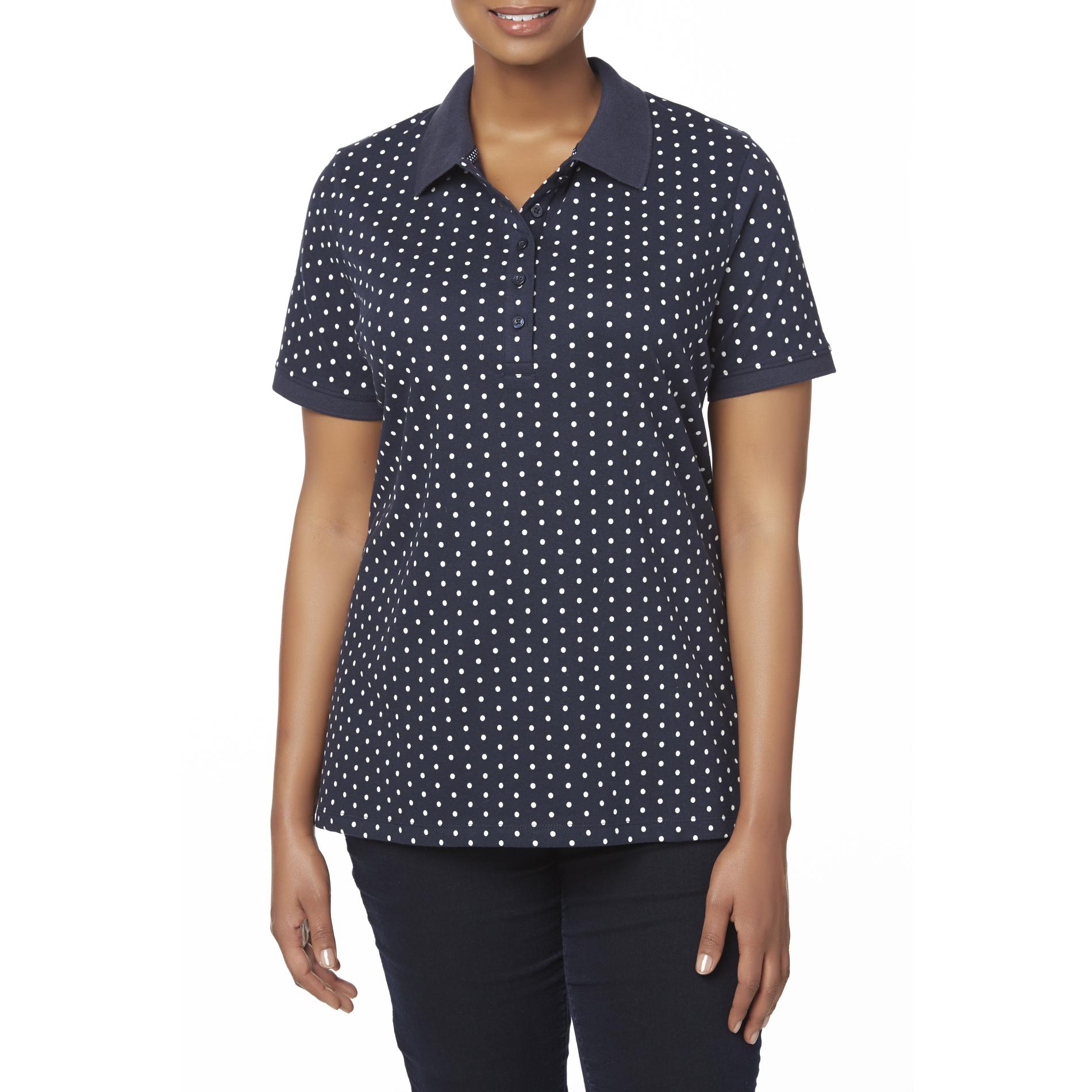 Laura Scott Women's Plus Polo Shirt - Polka Dot