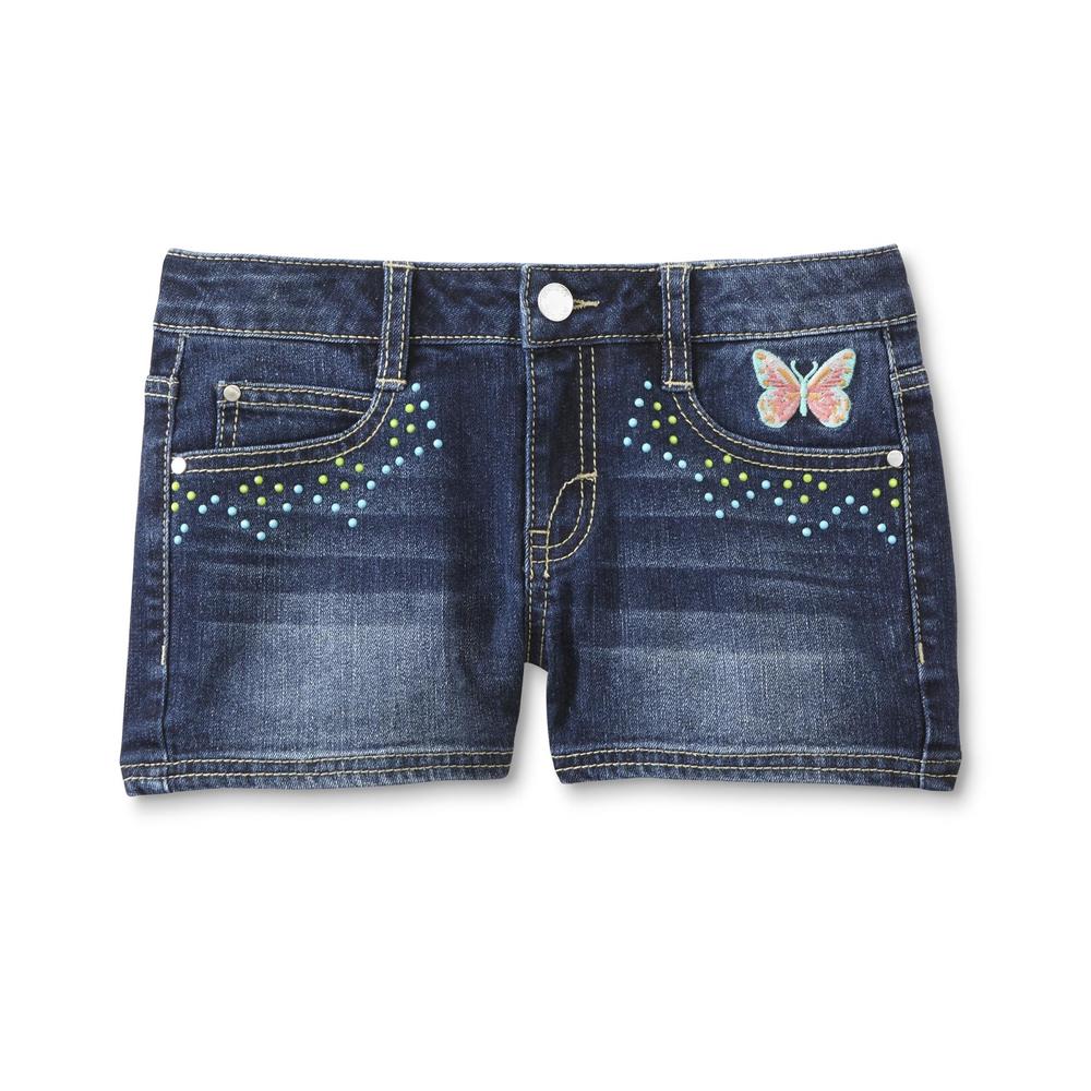 Route 66 Girls' Embellished Jean Shorts - Butterfly
