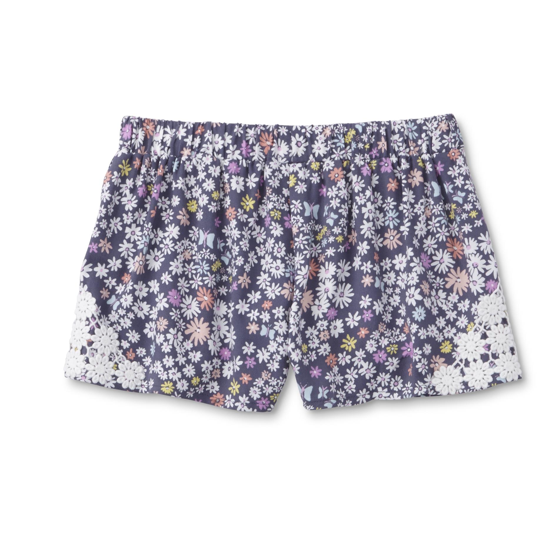Toughskins Girls' Crochet Trim Shorts - Floral