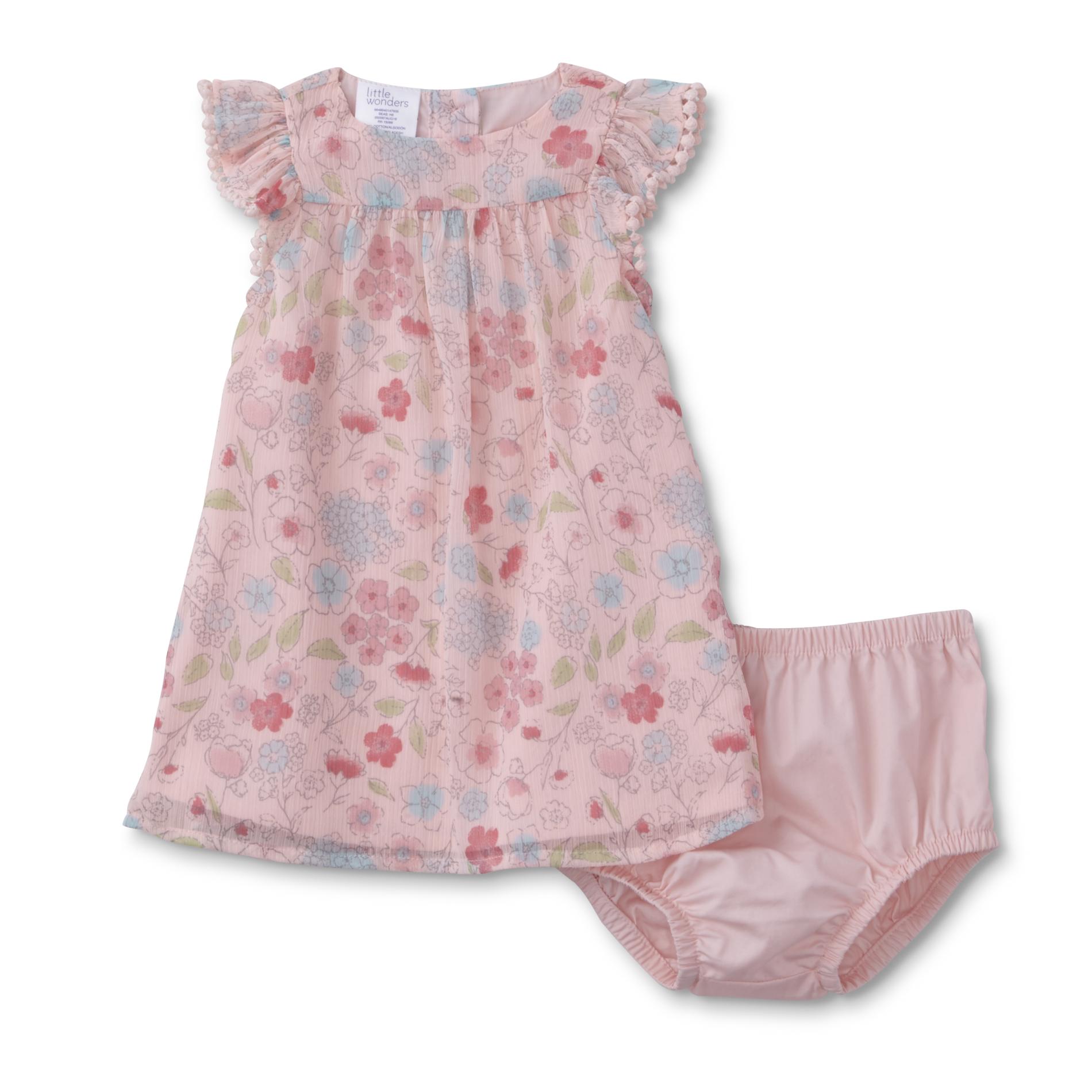 Little Wonders Newborn & Infant Girls' Dress & Diaper Cover - Floral